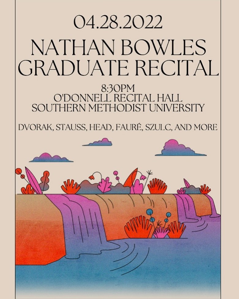 I’m so happy to announce I will be presenting my Graduate Recital! It will be in O’Donnell recital hall at 8:30PM on Thursday, April 28th. Live stream link will be in my bio!