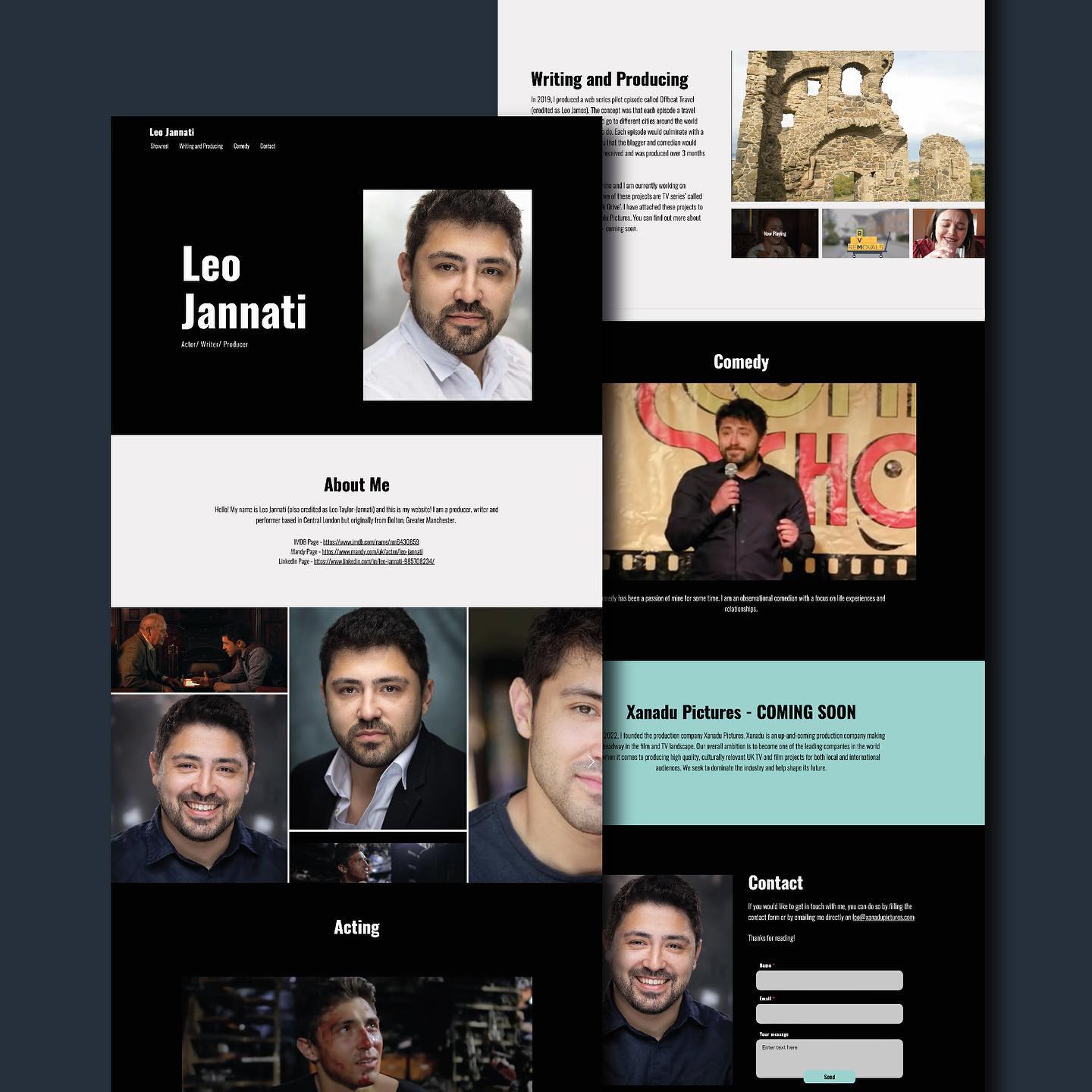 Simple but effective website design for acting profile - check it out at leojannati.com!
·
·
·
·
#graphicdesign #design #graphicdesigner #branding #logo #graphic #designer #photoshop #creative #graphics #logodesigner #logodesign #adobeillustrator #designinspiration #websitedesign #acting #showreel #websiteinspiration #webdesign #actorslife