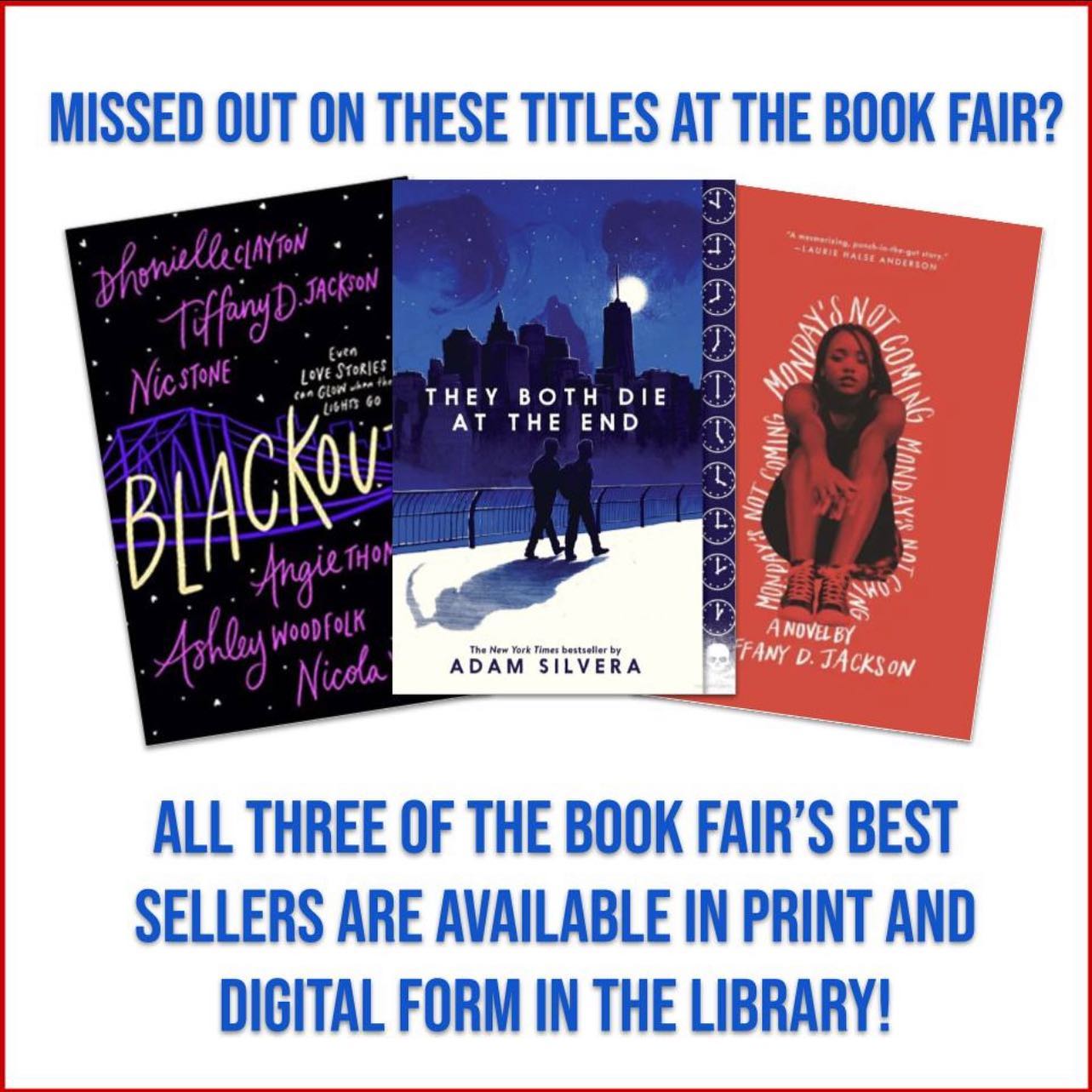 These titles sold out super fast! Come check them out from the library! #highschoollibrary #schoolbookfair