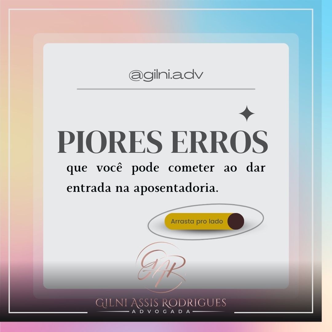 Hoje, dos mais de 19 milhões de aposentados no Brasil, 70% recebem menos do que tem direito.
Isso acontece por vários motivos, mas quero que você saiba que é possível evitá-los. Veja algums desses motivos deslizando o dedo no post acima ☝
Você já sabia disso?
Caso tenha alguma dúvida entre em contato no link da Bio.