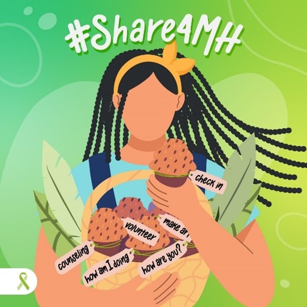 Our theme for May is Mental Health Matters month is #Share4MH. Why? Because sharing about your own mental health experiences—and how you get support—has a ripple effect. It inspires others to get the help they need That's how we overcome stigma. #Share4MH #MentalHealthMattersMonth