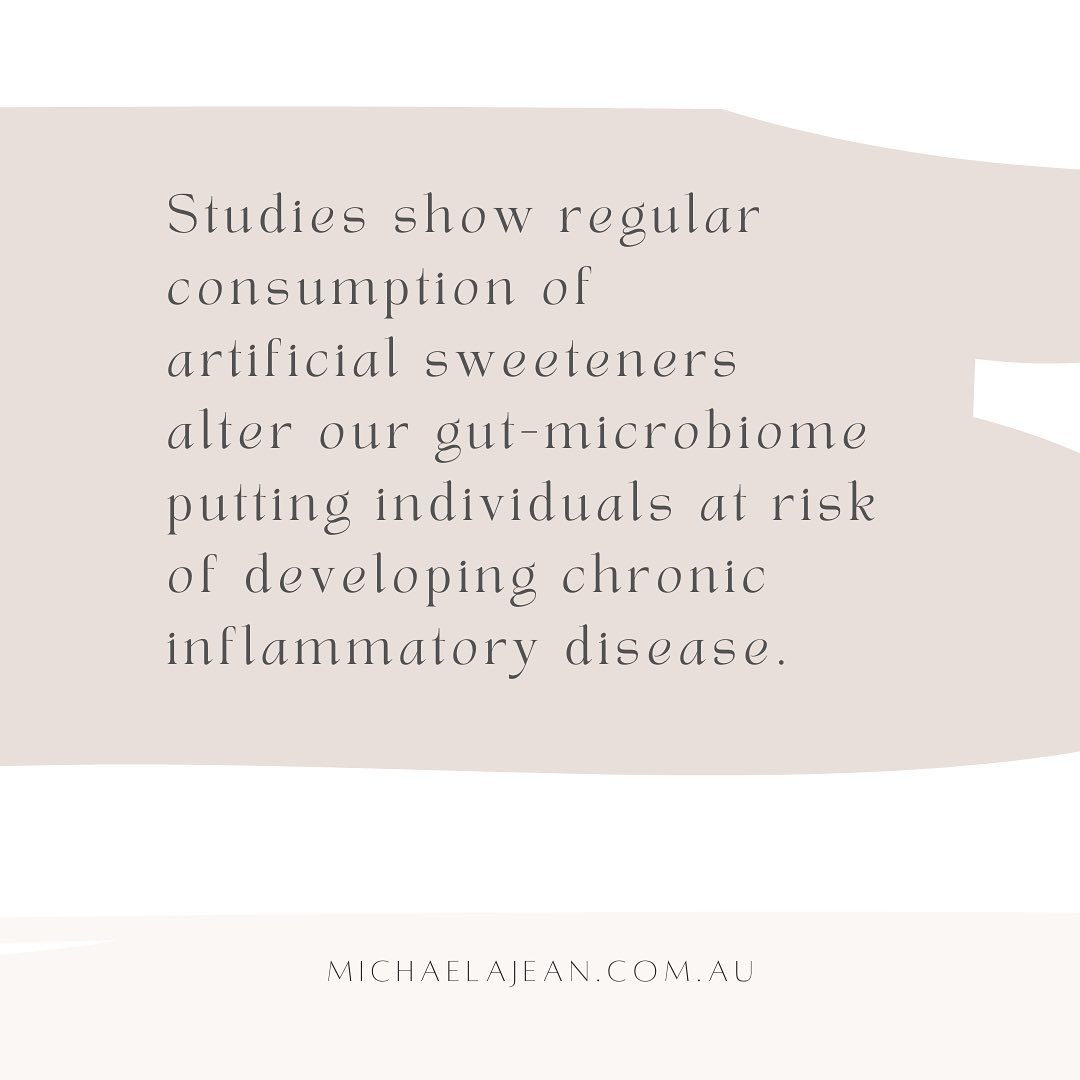 Just because it’s “sugar-free” doesn’t mean that it’s good for you!
Learning to read the label of your dietary products is an ENORMOUS positive step for your gut microbiome + towards a healthier body generally. Chemicals you can’t pronounce or recognise should never be something you consume regularly.
Always ask the question: why is this in here?
If the answer is for anything other than nutrition, chances are it’s probably an anti-nutrient. And it’s likely at a cost to your wellbeing.
Resounding evidence shows us not only that fake-sugars often labeled “diet” products not only massively disrupt the harmony of our gut-bugs contributing to immune dysfunction + chronic low-grade inflammation, they adversely impacts glucose tolerance (AKA how the body moves sugar from the blood into muscle and fat etc…) meaning that these products that are marketed at / seemingly designed to improve your metabolic + cardiovascular health could possibly be adding risk to your likelyhood of gaining unwanted weight gain and becoming diabetic.
Crazy right?!?!
Bottom line: question everything you eat, especially on a regular basis + particularly when it comes out of a packet. If you have health concerns of a chronic inflammatory nature, these might be one of your key underlying driving impacts.
You + your body deserves better ♡.