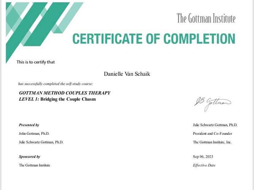 Gottman Level 1 is complete! 🥳
Continuing education is really important to me, and while it's often hard to find time in my day, I'm proud to have added more skills to my repertoire!
.
.
#counselling #canadiancounsellor #registeredclinicalcounsellor #victoriabc #pnwcounsellor #counsellingpractice #individualcounselling #bcacc #ccpa #RCC #counsellor #colwoodcounsellor #colwood #backtobackchiro #westshorecounsellor #therapist #westshorechamberofcommerce