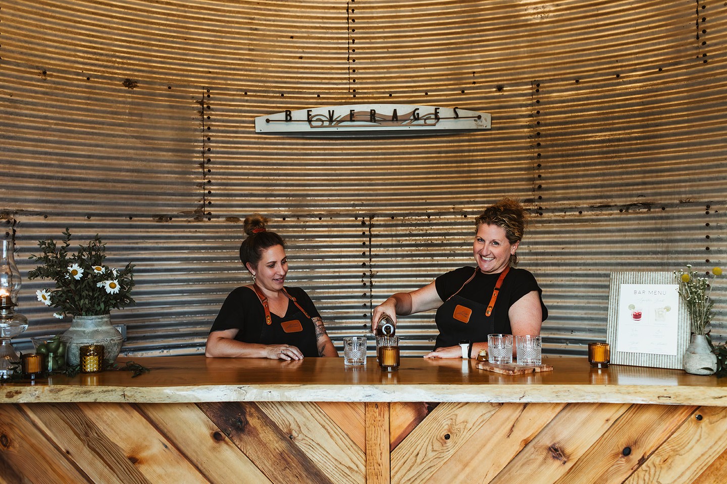 Hey Bartender!
Meet Rheannon & Elizabeth! If you opt for our BYOB package, chances are you will be seeing alot of these two. They pride themselves on really going above and beyond to connect with guests; from remembering drinks to sparking up conversations with each Silo Bar visit, get ready for a warm and inviting bar experience.
You can expect more staff introductions coming your way: from our parking attendants to our event coordinator, farm owners, set up & clean up crew and all of the in betweens, we have staff here from start to finish to ensure a seamless celebration.
Photography Credit: @brooketownsendphoto