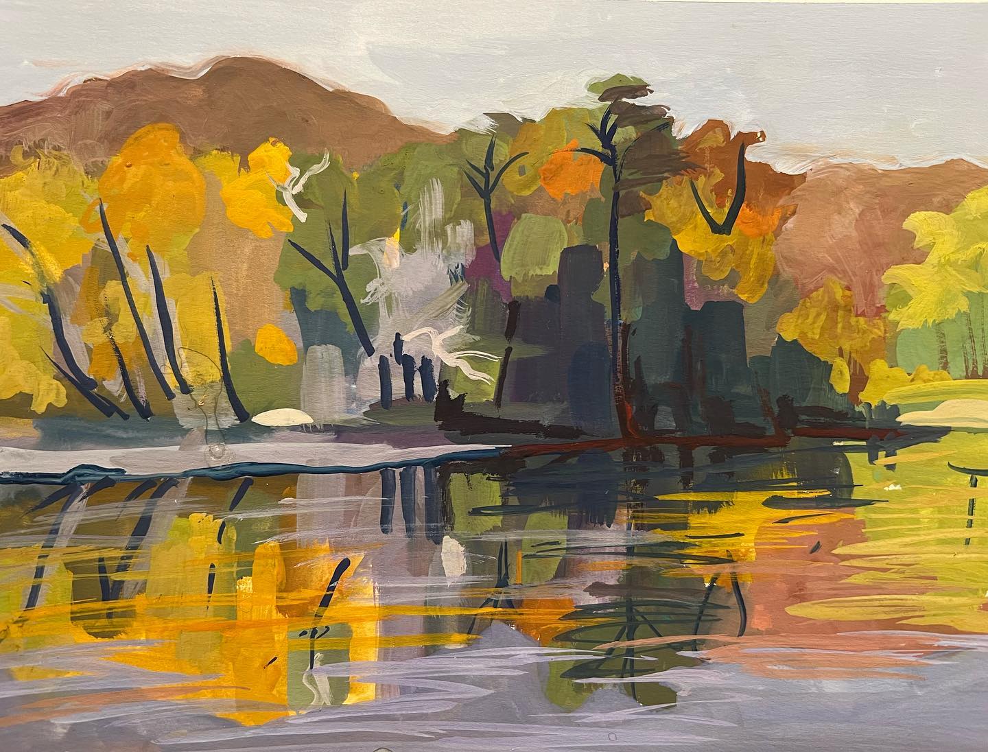 Painting in gouache by the boat landing.