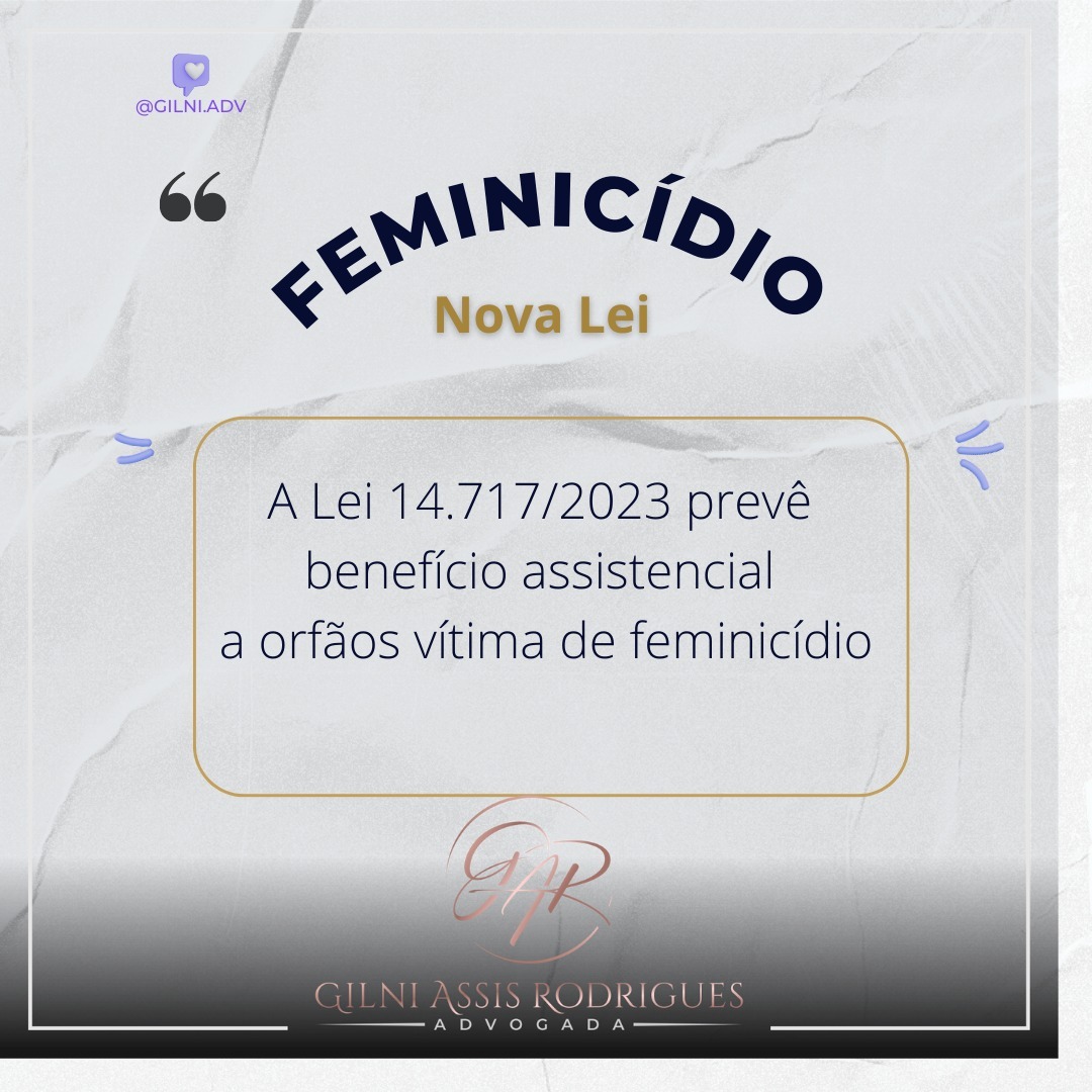 ✔️Requisitos para a concessão, trazidos pela Lei 14.717 de 31/10/2023:
- Órfãos em razão de crime de feminicídio, cuja renda per capta do grupo familiar seja inferior a 1/4 do salário mínimo;
- O benefício será concedido, ainda que provisoriamente, sempre que houver indícios de materialidade de feminicídio;
- Verificado em processo judicial que não houve o crime, o benefício será cessado;
- Não poderá receber, criança ou adolescente, que tenha cometido ato infracional, mediante sentença transitada em julgado;
- O benefício cessará quando o beneficiário completar 18 anos de idade.
Gostou ? Compartilhe.