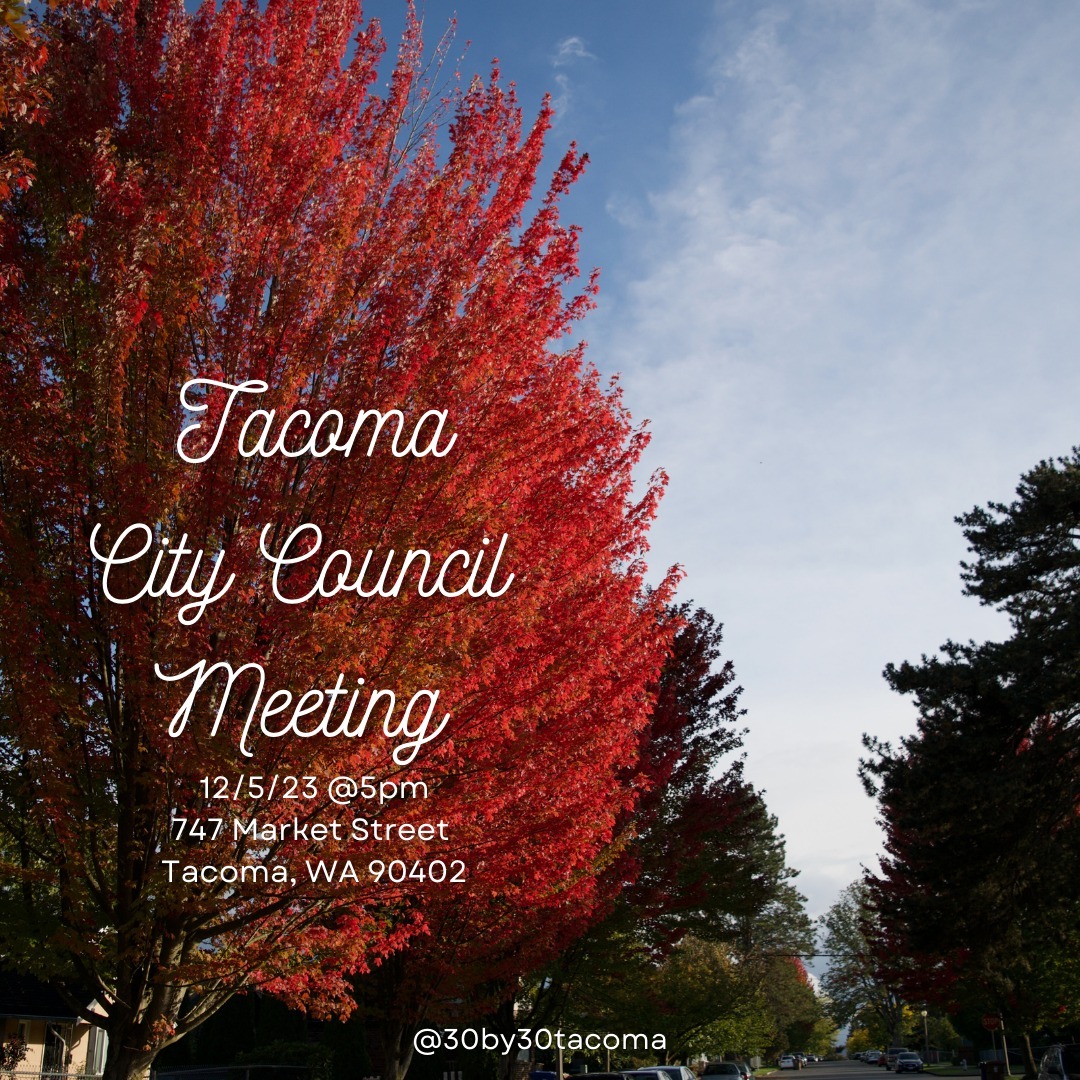 Come join us on Tuesday, December 5th at the Tacoma City Council meeting announcing the Tree Code Ordinances. We'll be there letting them know it's a great first step, but it's not enough. We need real protections for heritage trees, trees on private property, a bigger Urban Forestry Department to keep the trees alive, and a plan in place to expand our tree canopy! Affordable housing and tree equity can happen at the same time! Link in our bio to sign the petition.