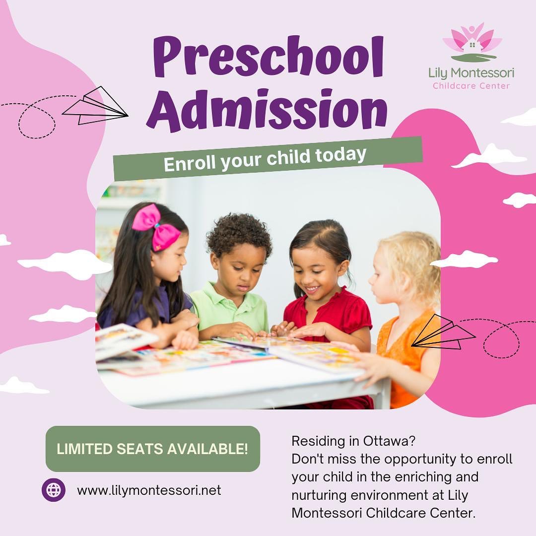 Register your child today at Lily Montessori Childcare while spots are still available. LINK IN BIO!
#lilymontessori #montessori #montessoriottawa #childcarecanada #childcareottawa