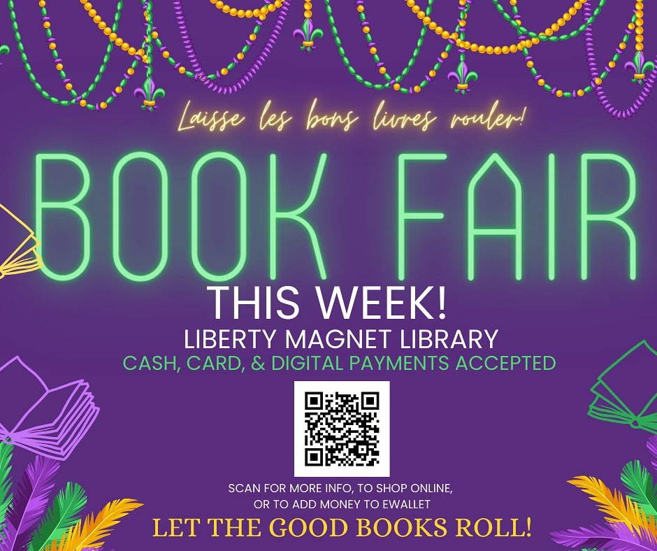 Book Fair time! We will see ya’ll with your ELA classes! We will also be open before school and at lunch!