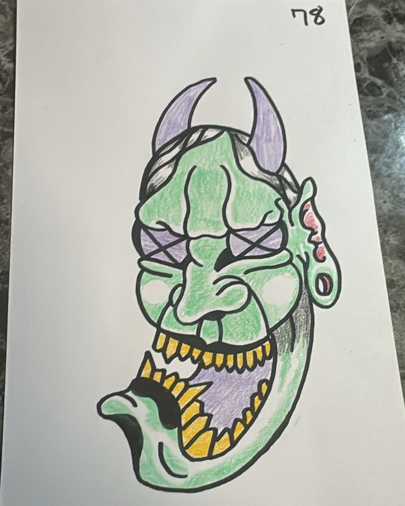 78 killing time trying a little different things here for your ideas and stuff except the one I keep forgetting maybe later lmao #wonkyhannyas #hannya #colorstudy #artistsoninstagram