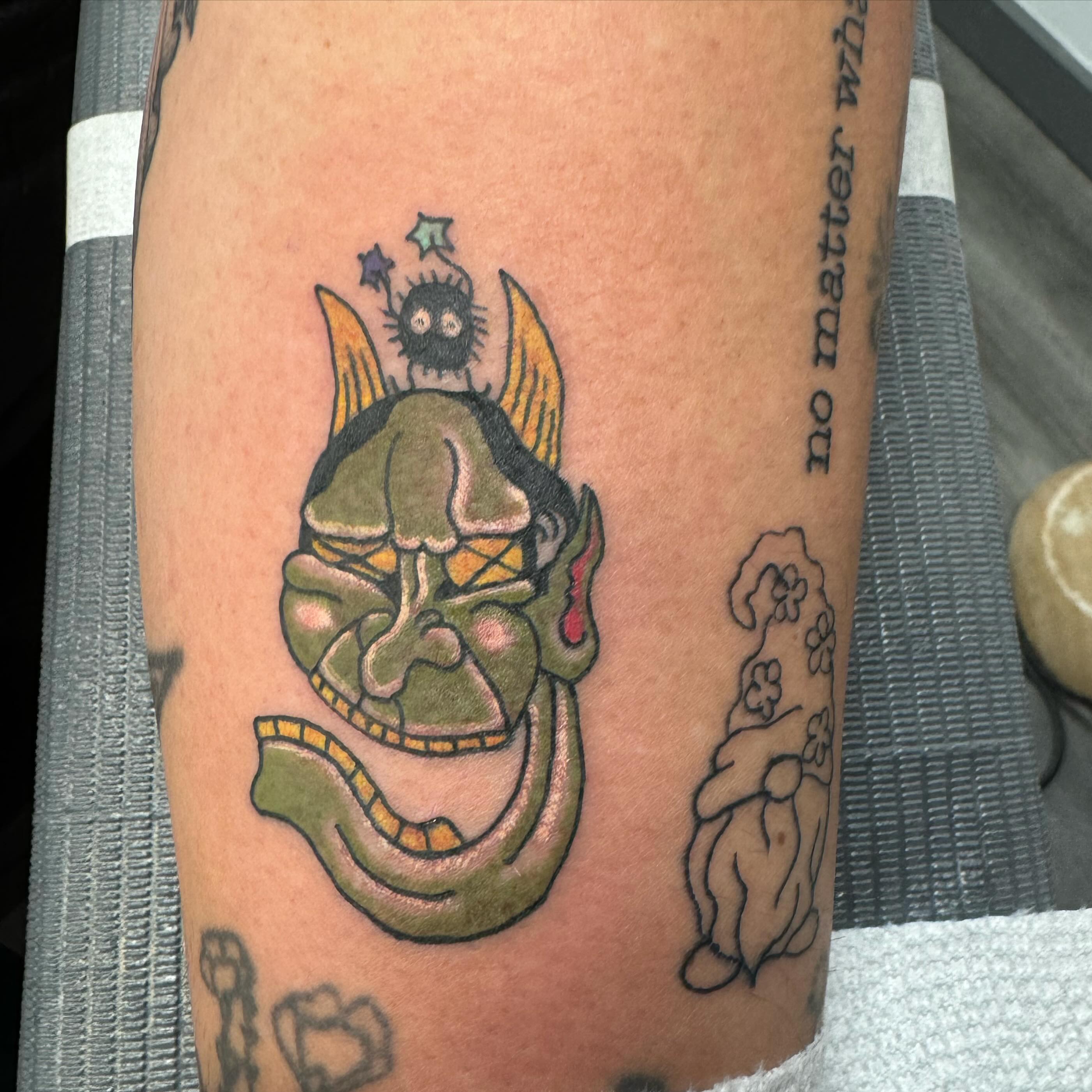 Come get a hannya, or a hannya and? @grumpytattoos @lifetimebodyart  #hannya #hannyatattoo #letsboogie