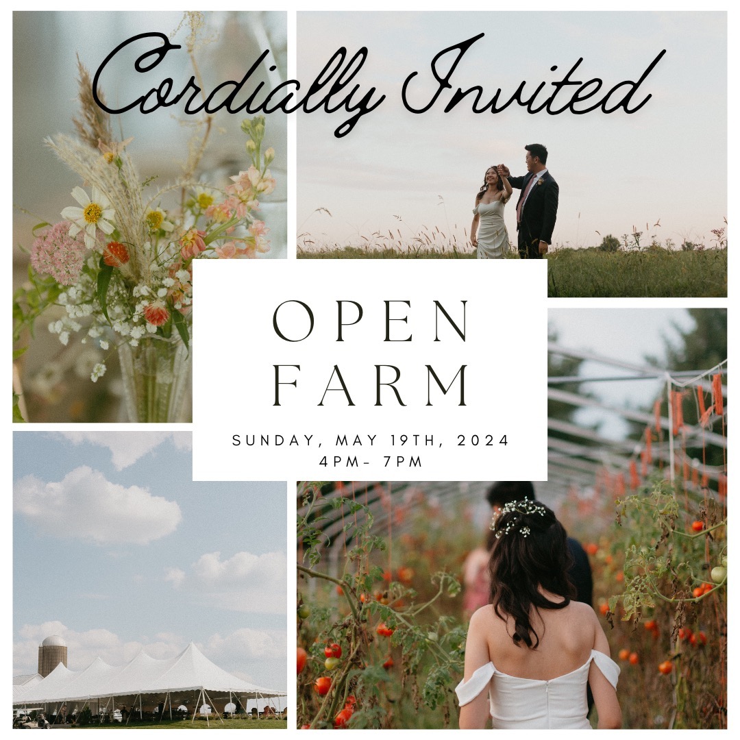 We are so excited to invite you to our Open Farm on Sunday, May 19th, 2024 from 4pm- 7pm. We last held an open visit nearly 4 years ago when the venue was just in the beginning stages... it's hard to believe where we started and where we are now. We are so grateful for all who have been a part of our journey!
Whether you are a couple already booked with us, currently planning a wedding and interested in checking out our venue OR just wanting to stop by and see what we have been up to- we would LOVE to have you!
Invitation Credits/ Vendors from one of the dreamiest weddings we've hosted. Jesse & Josephine ✨️- September 18, 2022 Photography: @hannah_breidinger
Catering: @vonderhaarscatering
Cake/Dessert: @bonboneriecincy
Coordination: @historicwhiteoakfarm
Hair & Makeup: @prettyasapeachhmua
Florist/ Rentals: @tulipsup @lostandfoundrentals
Bride & Groom: @jesseluo711 & Josephine