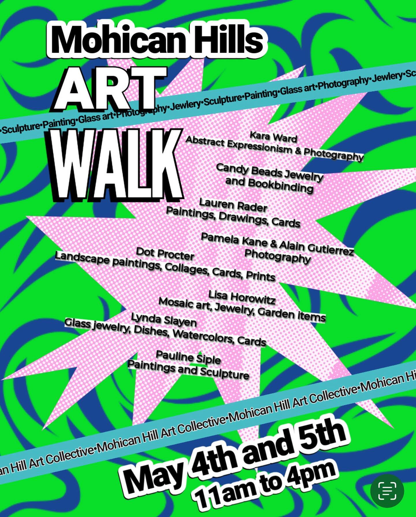 Art Walk in my neighborhood this weekend.  9 artists within walking distance of each other.  Swipe right for a list of addresses.  It’s a family affair, outside in artists’ yards. Hope you can make it.