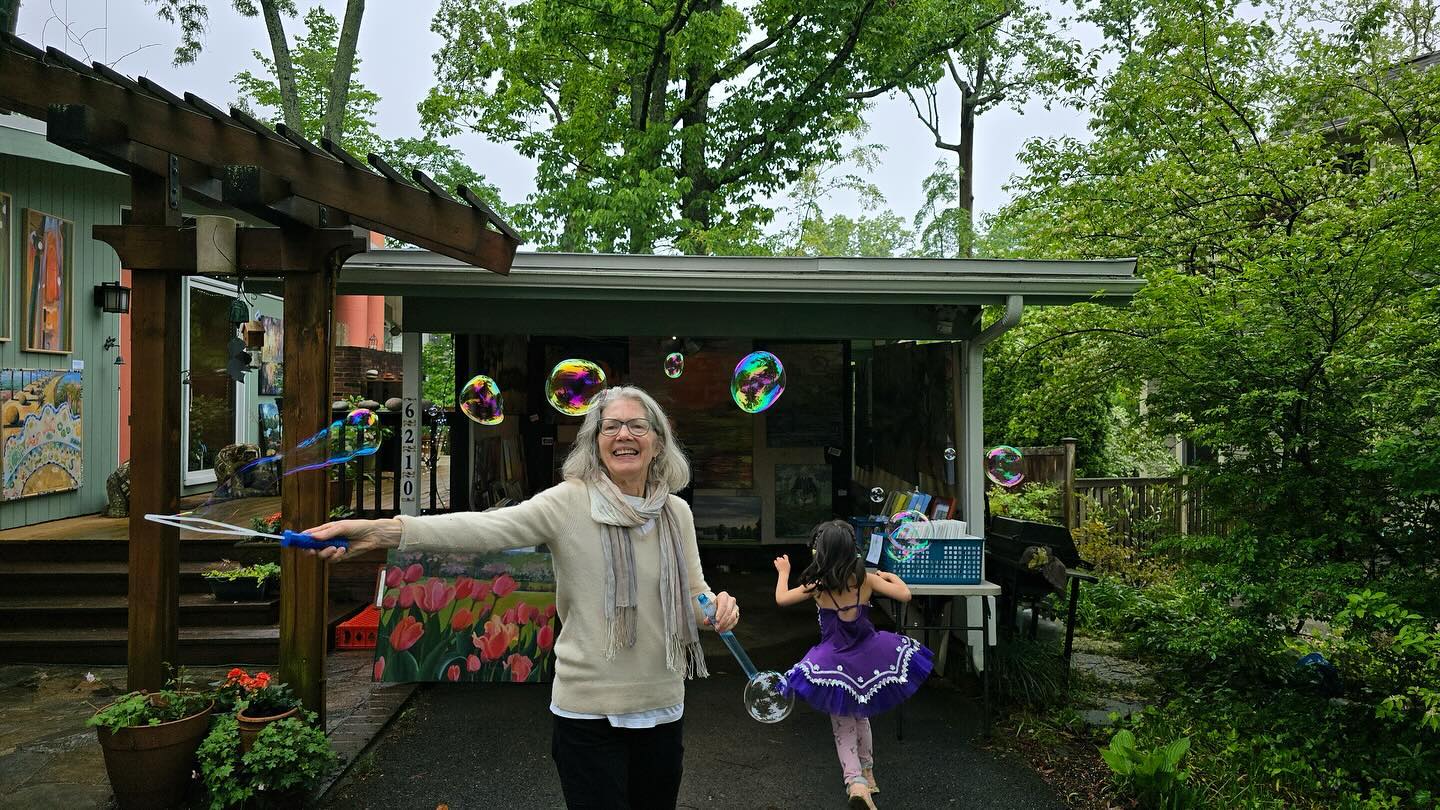 Making bubbles and dancing is medicine for a rainy day Art Walk!