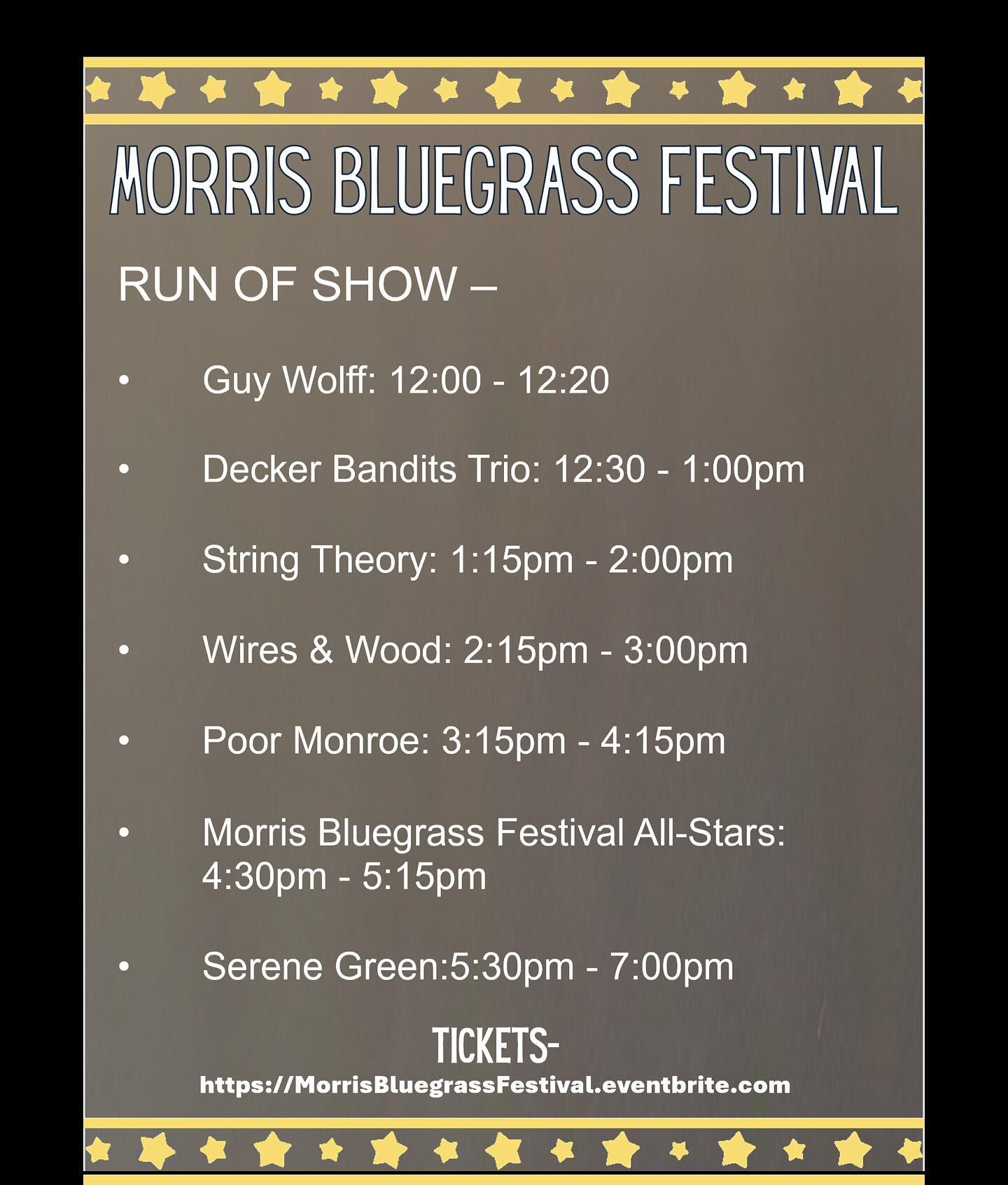 Show time tomorrow can’t wait!!! #morrisbluegrassfestival