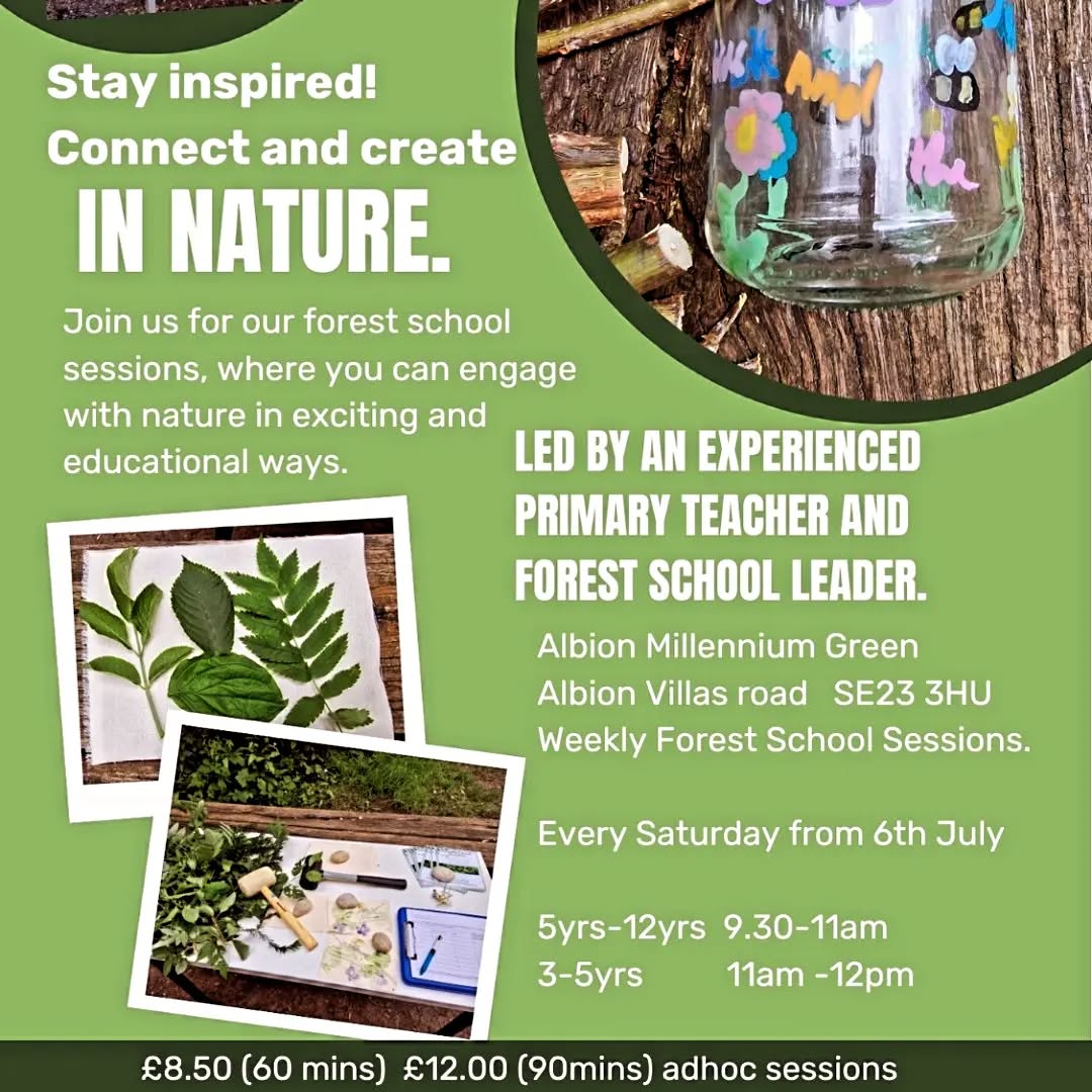 🎉🌿💚 New forest school sessions starting in Forest Hill boarders of sydenham on Saturday 6th July! Spaces limited, so what's app 07942145586 or email evelyn@exploringnature.uk to secure your place. Hurry, don't miss out on this fantastic opportunity to reconnect to nature.
Sibling discounts and concessions are available on request.