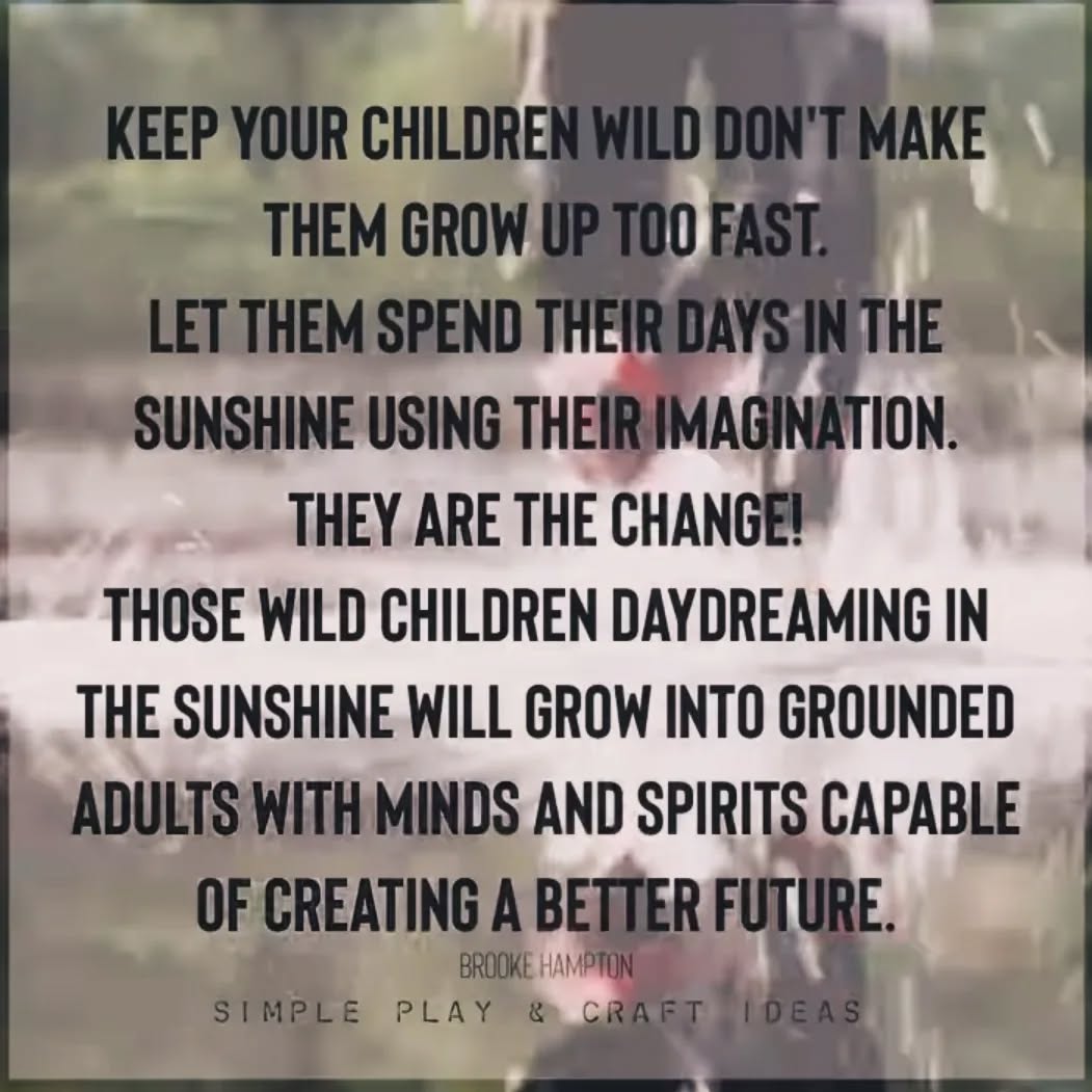 I saw this post on Facebook (all credit given to 'simple play and craft ideas), and it completely sums up the ethos of forest school. This is why I went from mainstream teaching to facilitating forest school sessions for children. Let them reconnect to nature and spend their days playing in the sunshine (and rain). They will become more confident, resilient, and amazing problem solvers. Thank you again to simple play and craft ideas.