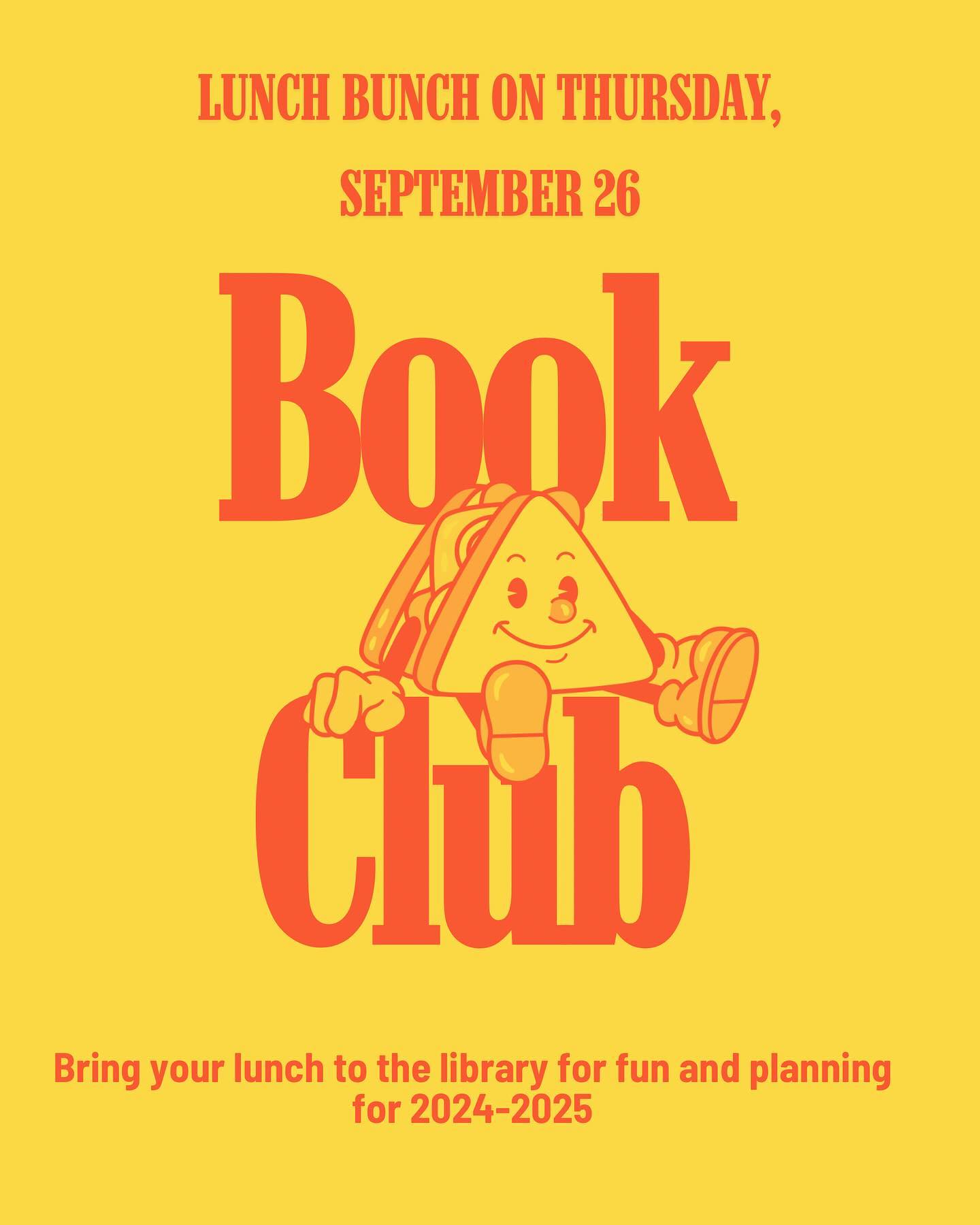 BOOK CLUB will meet in the library during both lunch shifts on Thursday, September 26. Bring your lunch to the library for book-loving-fun. Must be registered in Book Club Google Classroom 📚 ❤️