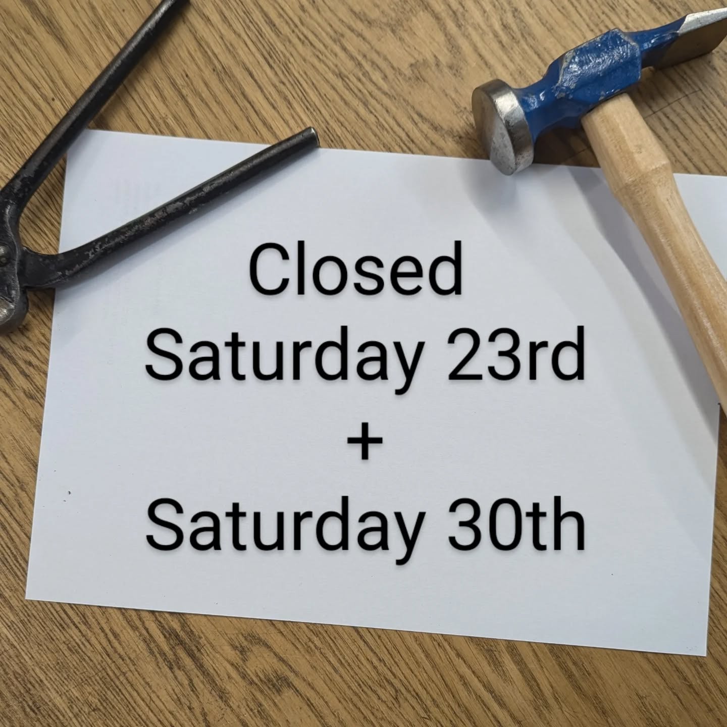 Apologies for the short notice but the shop will be closed this Saturday and the next. Still open as normal during the week. If you need anything please send a message or give me a ring