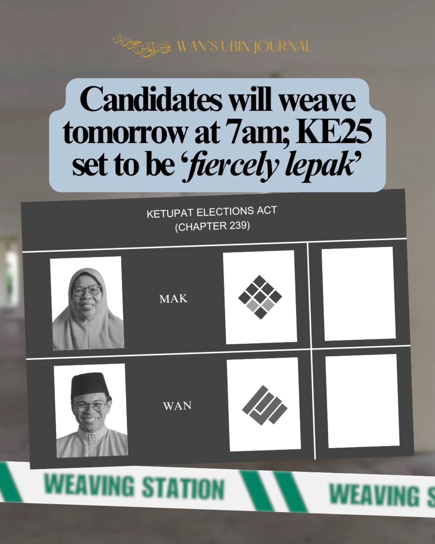 The KE25 campaign concludes with Weaving Day tomorrow (30 Mar). Tomorrow's results will determine if the Ketupat Pasar Party (KPP) secures a third term or if the Ketupat Bawang Party (KBP) is able to end the five decade streak of pasar dominance.
God Willing, KE25 will be covered 'live' tomorrow on IG from 7am SGT until the announcement of election results. We wish the best to both candidates on what has been expected as a 'fiercely lepak' ketupat election.