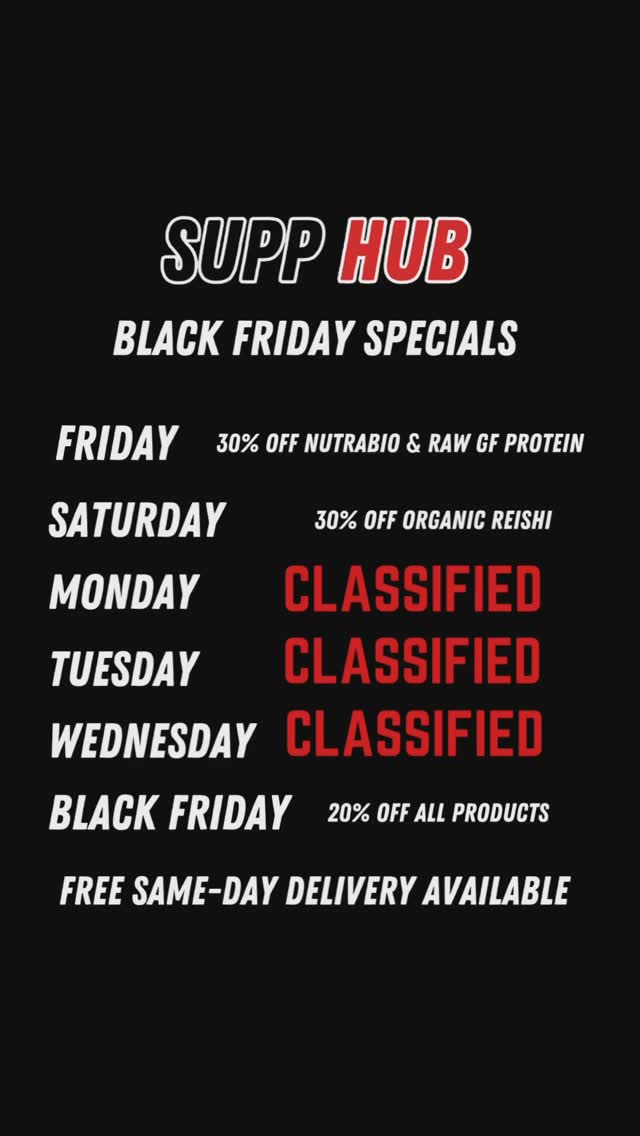Monday’s Black Friday deal has been declassified!
Get 35% off Dymatize ISO 100 in store and online!
FREE same-day local delivery available on our website.