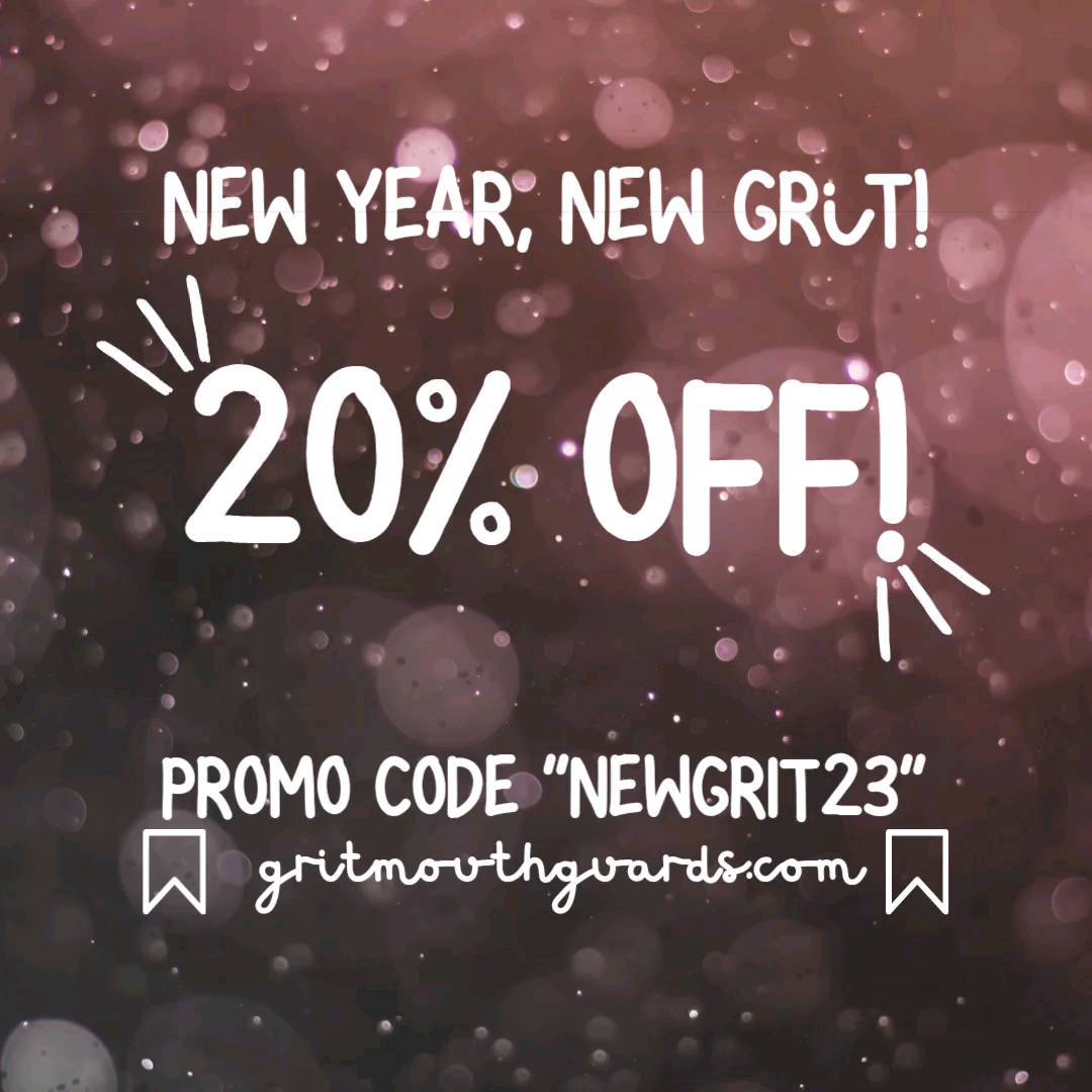 We're ringing in the new year with a new promo! Starting tonight take 20% off our custom GRiT mouthguards with promo code "newgrit23" at gritmouthguards.com. Thank you all for a great 2022!
#gritmouthguards #mouthguards #newgrit23 #newyear #nye #2023 #2023goals