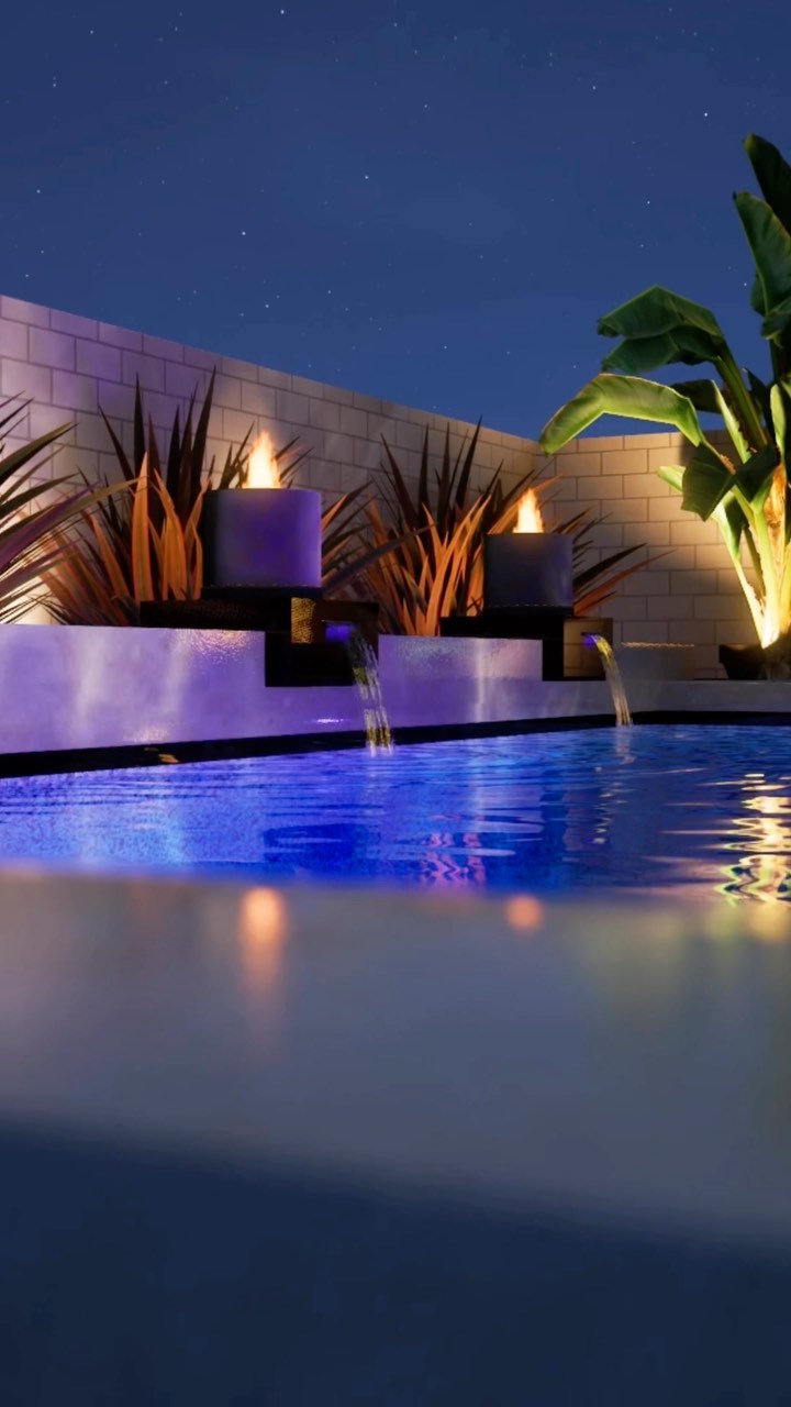 Talk about backyard chillaxation vibes! This project combines sun-soaked days by the pool on a Baja shelf while enjoying soothing water sounds and some BBQ fun - perfect recipe for weekend hangs! #poolparty #outdoorliving #glamscape #orangecounty #viral #reels #trending #landscapedesign #backyardmakeover #backyardoasis #luxuryhomes #backyardideas