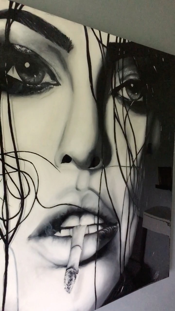 A quick smoke..
.
.
.
.
.
.
#acrylicpainting #untamed #cigarette #cigaretteart #fashion #face #faces #portrait #portraitpainting #paint #artwork #cover #blackandwhite #blackandwhitepainting #portraitartist #wallart #smoking #smoke #cigarettesmoke