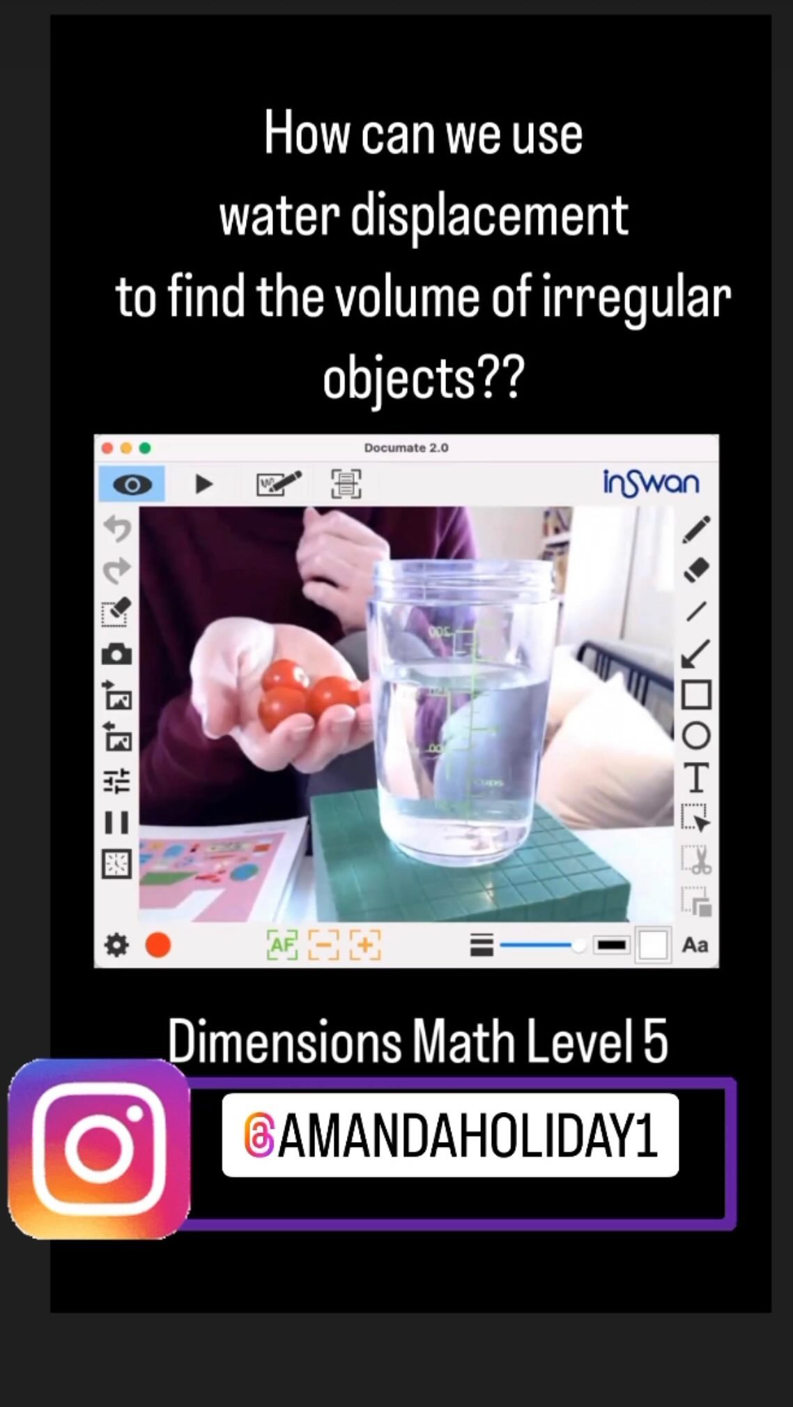 Enjoy this clip from my Dimensions Math Level 5 class! This was my introduction to our water displacement and volume lesson!
Students were exploring how we can use what we understand about water displacement, to find the volume of an irregular shape! I love watching them come up with the strategy all on their own!
Even while we are learning online, students are always able to see my manipulative work (or even demonstrations like this one!) up close while I use my document camera!
#dimensionsmath #singaporemaths #singaporemath #5thgrademath #volume #capacity #homeschoolmathteacher #homeschool #homeschoolfun