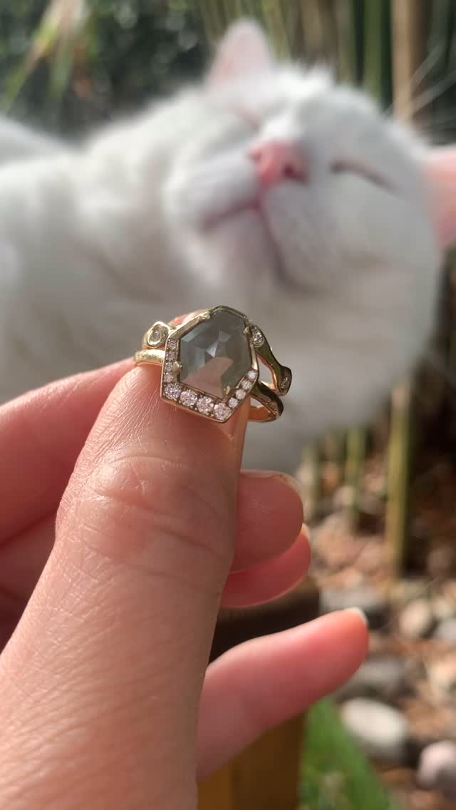 This handcrafted shield diamond ring blends rustic charm with ethereal elegance — a symbol of strength, commitment, and sacred connection.