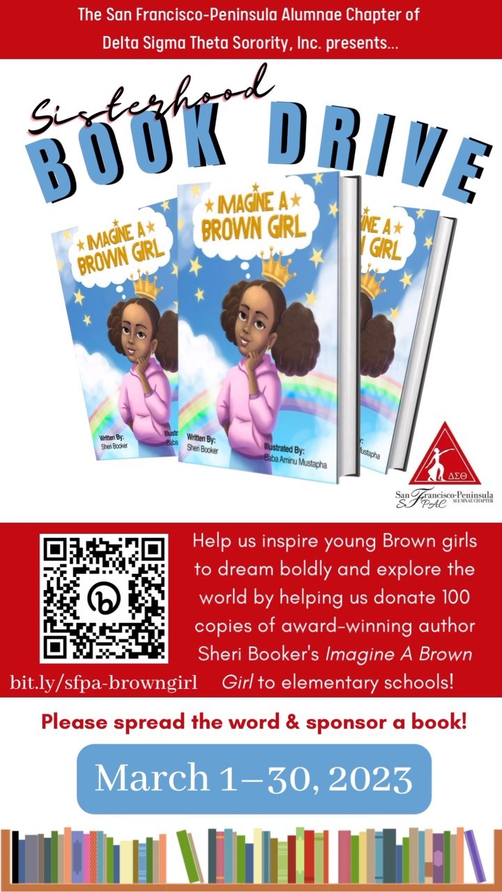 ❤️ In honor of March being Women’s history & Sisterhood month…
The San Francisco-Peninsula Alumnae Chapter Alumnae Chapter of Delta Sigma Theta Sorority, Inc. is hosting a Sisterhood book drive to inspire young Brown girls to dream boldly and explore the world on their own terms by raising and donating 100+ copies of NAACP Award-winning author Sheri Booker’s Imagine a Brown Girl! All books will be donated to local elementary schools.
Please help us reach our goal by spreading the word to sponsor a book at bit.ly/sfpa-browngirl (also in our bio) by March 30, 2023.
Purchasing instructions below:
1. Choose the address that says “Kim Davis”
2. Do not make this item a gift or select a gift bag
3. Choose payment method & shipping details (ship to Kim Davis)
4. Alter the quantity under “shipping details” — this is the only place you can alter the quantity.
5. Click 'place your order’
We thank you in advance for your service and support!
✨ What did you imagine yourself to be as a young girl? Let us know in the comments!👇🏾