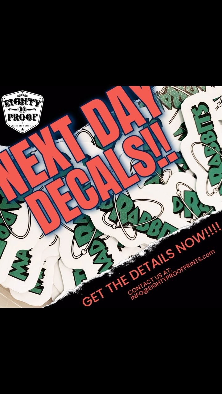 Hit us up for details about getting your order of decals shipped out the next day!