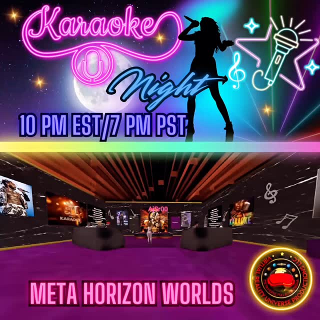 🎤 Karaoke Night Awaits! 🎶 Think you’ve got the voice to wow the crowd, or just love singing your heart out? Join us in Horizon Worlds for Karaoke Night every Monday at 7:00 PM Eastern Time! 🌟 #metaversegeneration #metaverse #metahorizonworlds #viralreels #watchthisinstagood #joinus #viralvideos #meta #instagood #karaoke #mondaynight #goodvibes #goodtimes #chill