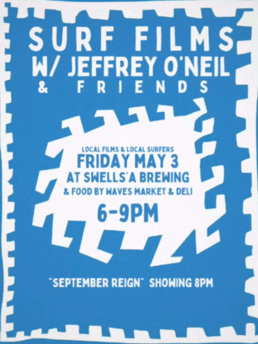 This Friday night, join us for an evening highlighting the local surf community with surf films by local surf videographer & photographer @jeffrey.oneil /// come hungry because @wavesmarket will be on site slinging a special menu night of. Films start around 6, highlight film âSeptember reignâ starts âround 8pm. Sea you there!
