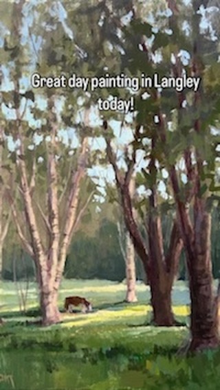 Day 7 of 30 #stradaeasel
Morning Light 16x12
I captured 2 birds with 1 stone today.
I did my daily painting at the B.C. Wide Landscape Event held by the @langleyartscouncil . I was not in the main competition this year, but painted in the People’s Choice portion of the event.
There were some amazing pieces created there today! Congrats to all the winners!
#stradaeasel #dailypainting #landscapepainting #landscapeartist #landscapeart
………………….
The details:
Once again, I am participating in a challenge to paint a painting a day for 30 days.
The painting has to be created from real life, no photos.
All the paintings are offered for sale by donation at the end of the month.
100% of the proceeds will go to the Chiron Fund at the Vancity Community Foundation.
To date, thanks to you all, my challenge paintings have raised over $6300 for the Fund.
For the past 2 years, the fund has donated funds for art therapy sessions at the Club at MRPM Community Services.
#stradaeasel #stradaeaselchallenge2024