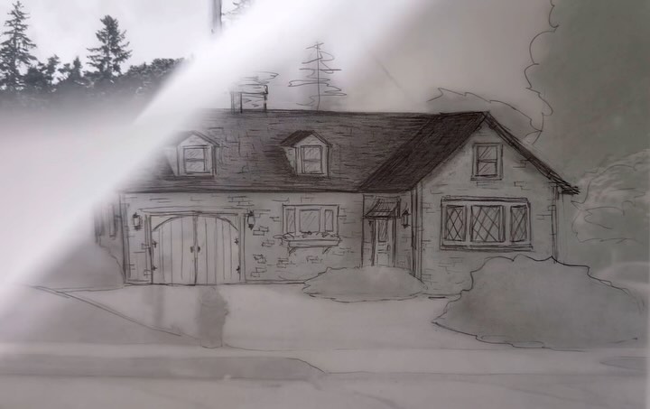 A recent conversation with a friend sparked a bit of inspiration to sketch what the exterior of her home might look like with a second floor expansion.
I don’t often get a moment to sketch by hand these days, so this was a fun change of pace from computer aided drafting.
I imagined a dormer front, and full height back, with an expanded front room on the lower right hand side, centering the picture window (and making it a touch more fanciful with diamond panes) and changing the position of the entry door, adding a small sweeping overhang.
The front facing garage is aesthetically less than ideal, and seems to take even more of the spotlight when increasing the height of the structure, so I dressed it up with a pretty arched garage door.
Overall, this mid century brick home has a more “storybook” feel with the subtle changes made in my drawing. What do you think?
#homedesign
#riinteriordesigner
#brickhouse
#secondflooraddition