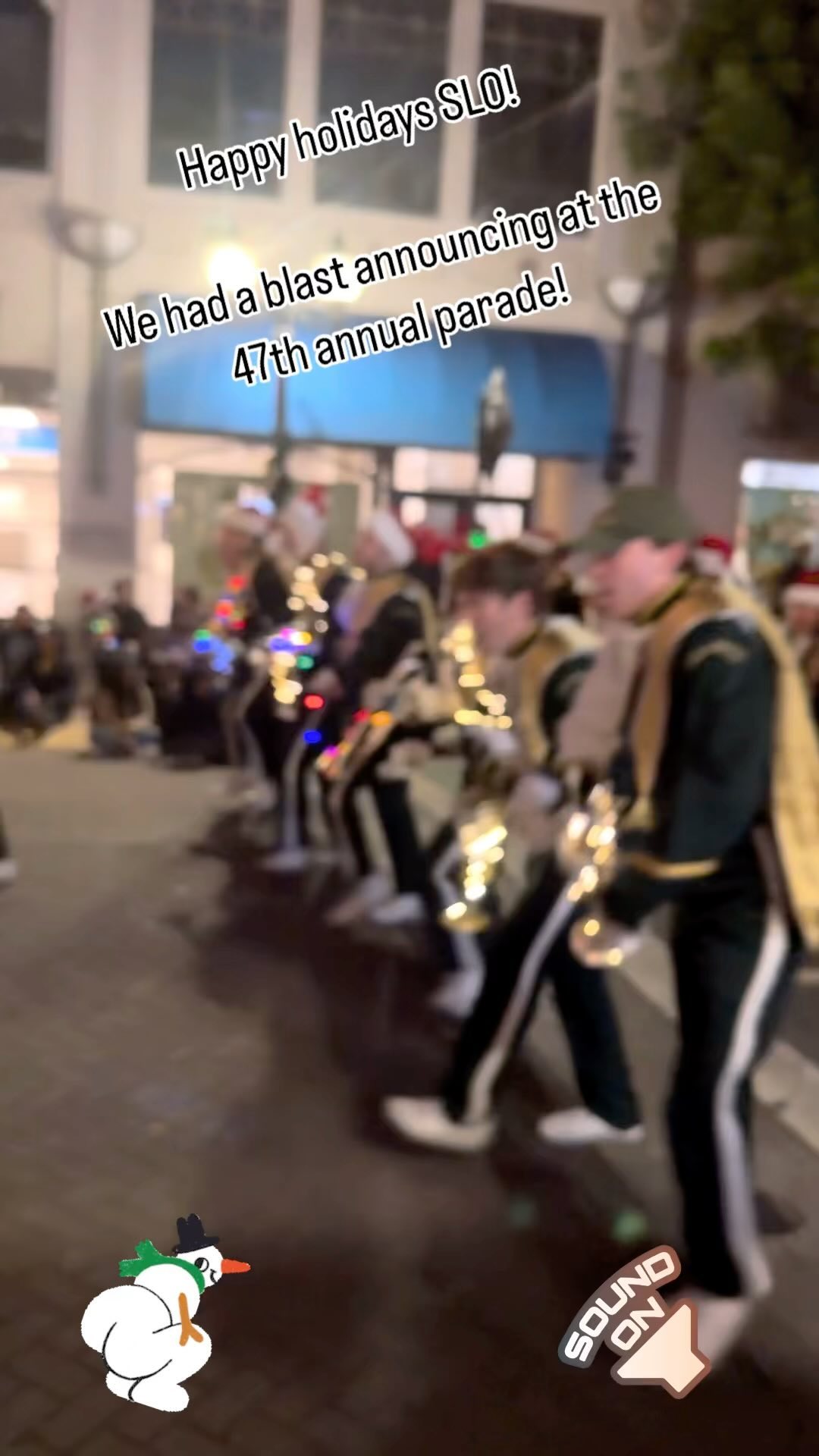@downtownslo knows how to rock the holidays! Thanks for another year of fun announcing the 47th annual holiday parade! And, to our friends that joined George and I, we 🫶 you: @qthildebrand @desparadawine @hermanstorywines @itekwine @jordanfiorentini @jarrodcordl32 @nickifabs @adamontheair @audget … party on! #parade #holiday #holidayparade #calpolyslo #mustangs #calpolymustangs #calpolymustangband #slo #slocal #californialove