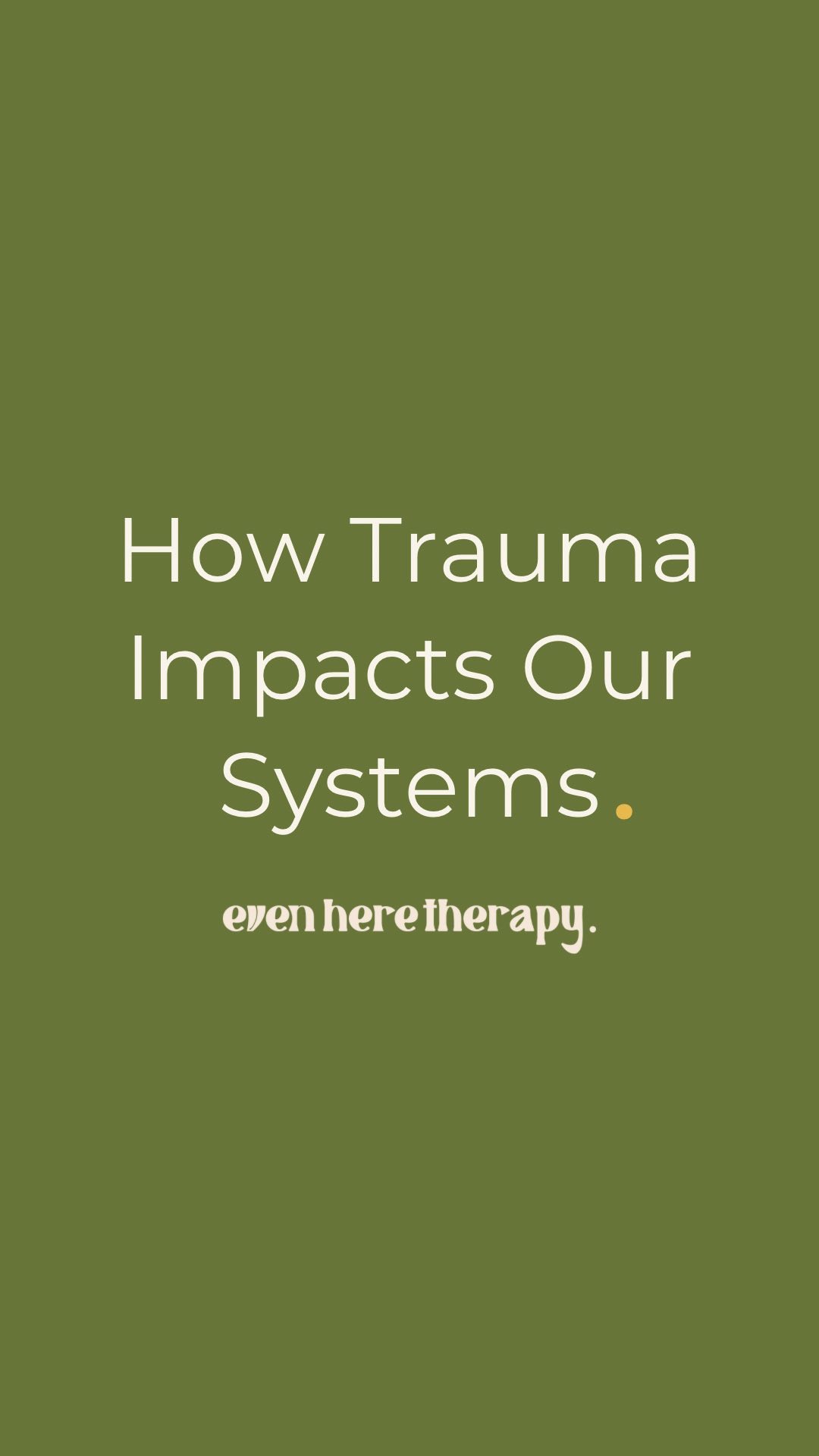 Another reason why taking a mind-body approach is important…it’s how trauma impacts us.
#trauma #ptsd #ptsi #complextrauma #childhoodtrauma #abuse #emotionalneglect #mindbody #holistictherapy #californiatherapist #brainspotting #nervoussystem #immunesystem #endocrinesystem #digestion #digestionhealth #guthealth