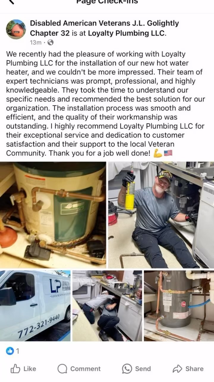 Loyalty plumbing recognizes the sacrifices made by the men and women who serve this country. It’s our privilege to be able to continue to show our support.