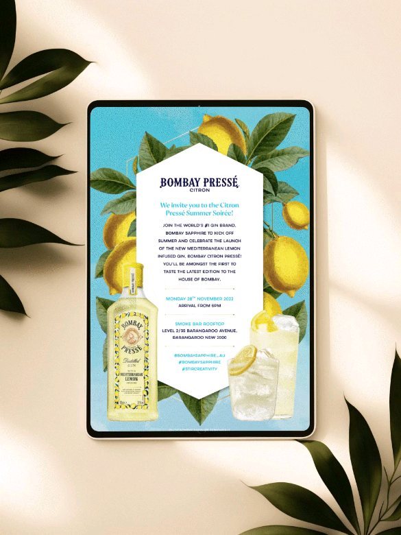 Throwback to this gorgeous launch party invitation we curated for Bombay Citron Pressé gin. Anyone else feeling thirsty? 🍸