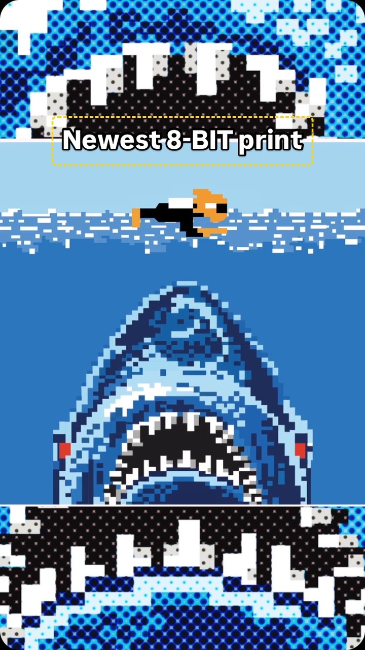 My newest in my 8 bit series (JAWS). These 8x8 prints will be available this Friday at the Anti-valentine market at the Caruso club. #jawsmovie #horrorclassics #8bit