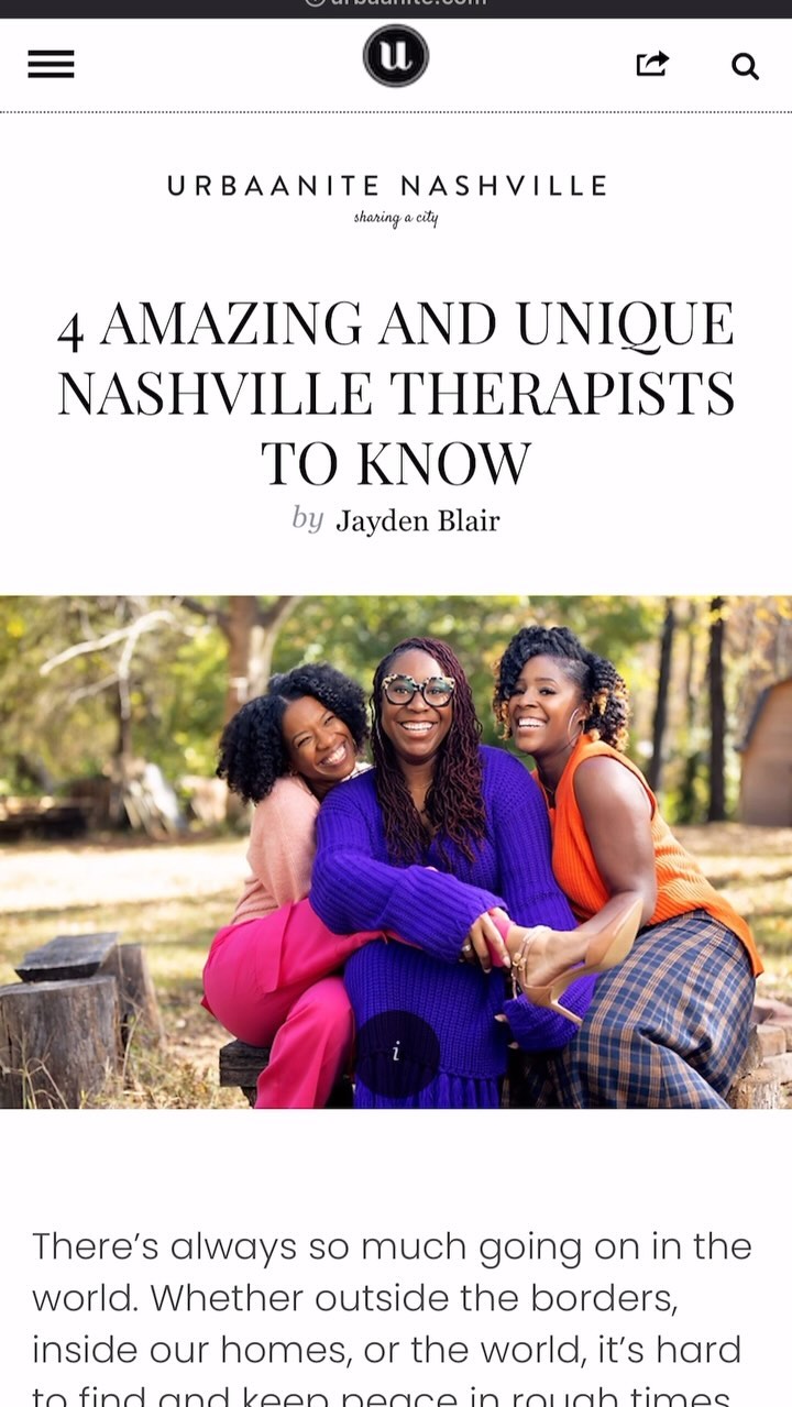 Big thanks to @urbaanite for featuring us and spreading the word about some amazing Black mental health care practices in Nashville! Check it out. 🖤 #BlackMentalHealth #NashvilleTherapy #UrbaaniteFeature #BlackFemaleTherapist #NashvilleTherapist #RootDeepRiseStrongBloomFree