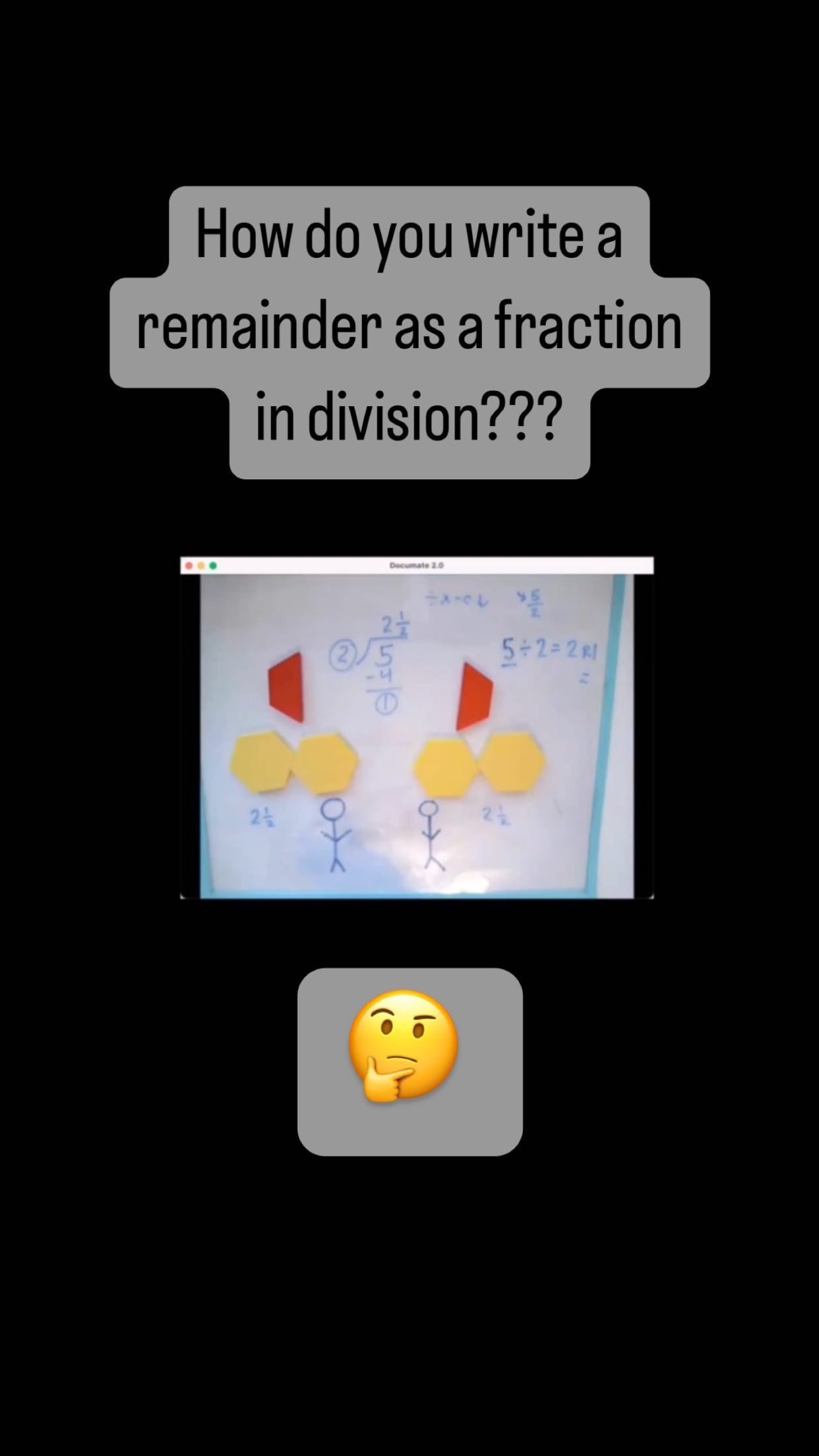 In my Dimensions Math Level 5 class, we are starting our fractions unit! Tuesday we reviewed some concepts from Level 4 and learned to interpret fractions as a division expression. We also learned how to divide whole numbers and express the remainder as a fraction!
Check out this condensed clip from part of our class today! As always, we are learning concepts conceptually through the CPA approach (using concrete manipulatives first, then pictures to represent the problem, then learning the more abstract method (algorithm) used to find the answer)!
#dimensionsmath #singaporemaths #singaporemath #mathteacher #fractions #division #ilovemath #5thgrade #5thgrademath #homeschool #homeschoolmom #homeschoolmath #onlinemath #teachersofinstagram #mathteachersofinstagram