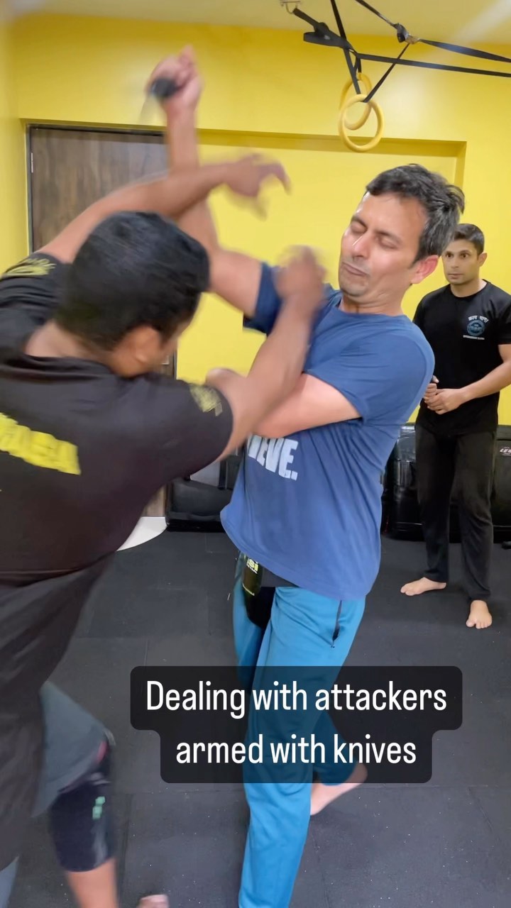 Different training tactics and techniques have been used in the video, ranging from disarming an attacker to using their own weapon against them based on the demo.
To keep the video as realistic as possible, my students were only given the instruction to attack me as they see fit for this demo. Everyone was wearing safety gear and we use rubber training knives. Please don’t attempt this without proper training or gear.
I would like to give a shout out to my students for helping with this. They were not aware how I would react and bore all the hits and falls like champs. Thank you @meanest_taucher @p06dixit
Two short clips have also been added at the end to showcase their learning from the session
@sharp_tack Thank you for recording the video.