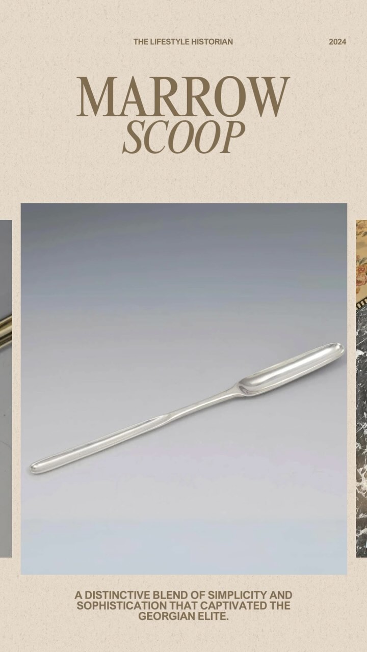 This may look like a simple serving tool but the marrow scoop—a relic from the refined dining rituals of 18th-century England - has a fascinating history!
Crafted with precision by esteemed silversmiths like Hester Bateman, marrow scoops were essential tools at the lavish tables of Georgian society. Designed to delicately extract marrow from bones served in elaborate dishes, these silver implements embodied both practicality and elegance.
Hester Bateman, a trailblazing figure in the silversmithing world, rose to prominence during a time when few women ventured into the trade. From her workshop in London, she not only mastered the art of crafting intricate silverware but also set new standards for quality and design. Her pieces, including the coveted marrow scoops, showcased a distinctive blend of simplicity and sophistication that captivated the Georgian elite.
As the 18th century unfolded, Georgian dining customs embraced the marrow scoop's graceful utility, reflecting a period where dining was an art form and etiquette was paramount. Hester Bateman's contributions to the craft extended beyond mere silverware; she embodied a spirit of innovation and excellence that elevated British silversmithing to new heights.
Today's LH Discovery:
While marrow scoops may not be featured in contemporary dining settings, the elongated handles have found new purpose as champagne stirrer, adding a touch of historical charm to modern-day celebrations and cocktail hours.
One more fun fact! Despite the high demand for her work, Hester Bateman never marked her pieces with her full name during her career. Instead, she used her initials "HB" and relied on the reputation of her craftsmanship to distinguish her creations.