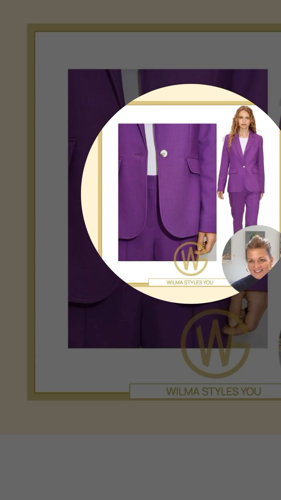 Sneak peek of Wilma’s Lookbook creation for her private clients!
Encouraging clients to wear colours!
Would you wear a violet suit?