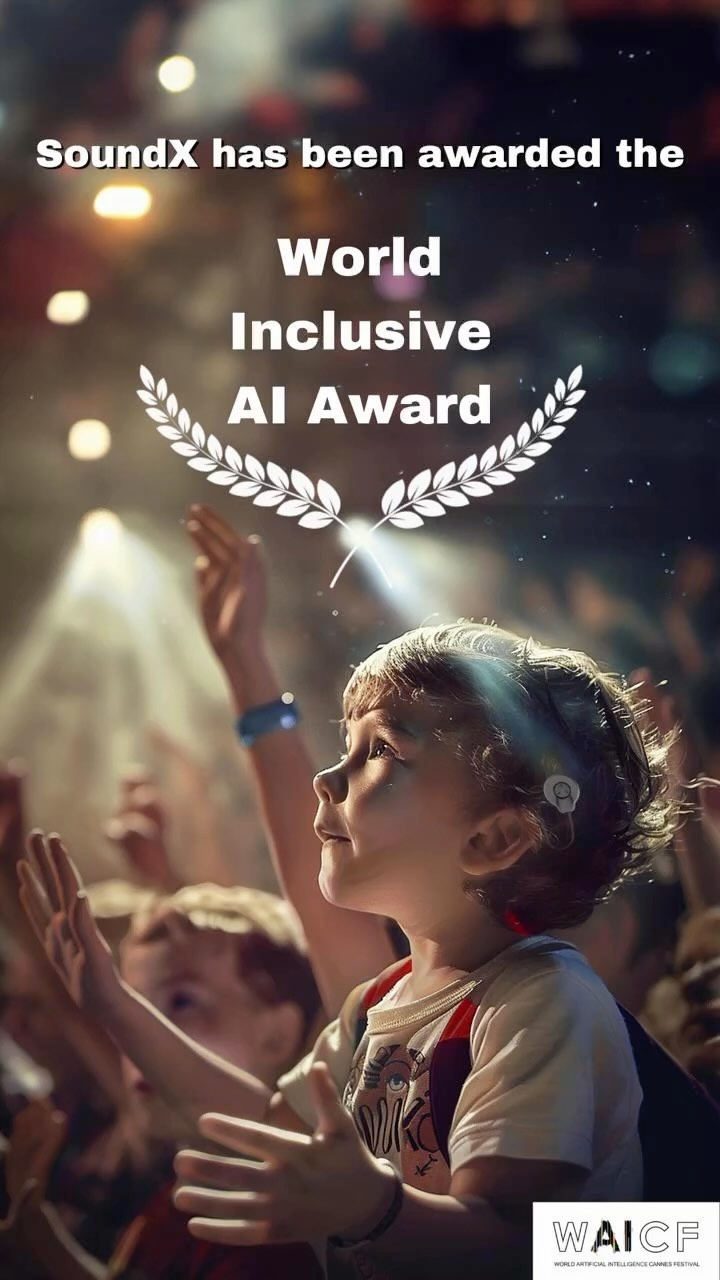 The World Cannes AI Festival awarded the prestigious Inclusive AI Award to SoundX. Marking the commitment of our team to the deaf community around the world ⚡️⚡️