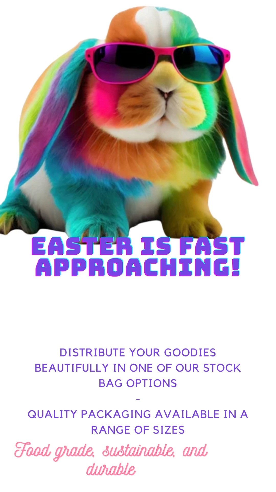 🐰🍭Get ready for your Easter Sales!🍬🍫
We can help your product stand out in one of our bags - quality materials, available in a range of sizes, food grade, sustainable, and durable.
Visit sherbornepackaging.com or send us an email to find out more 🛍 Low order quantities available