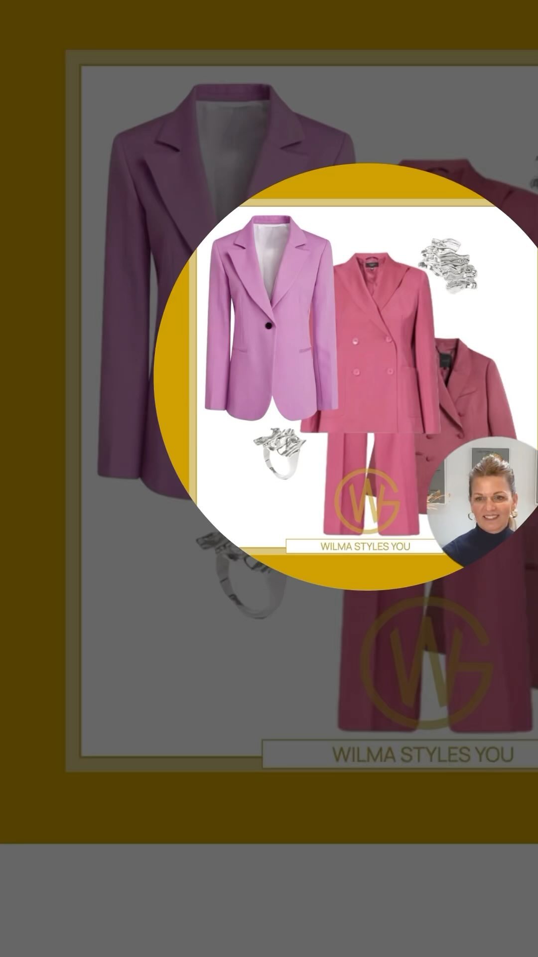 Sneak peek of Wilma’s Lookbook creation for her private clients!
Blazers in pink hues!