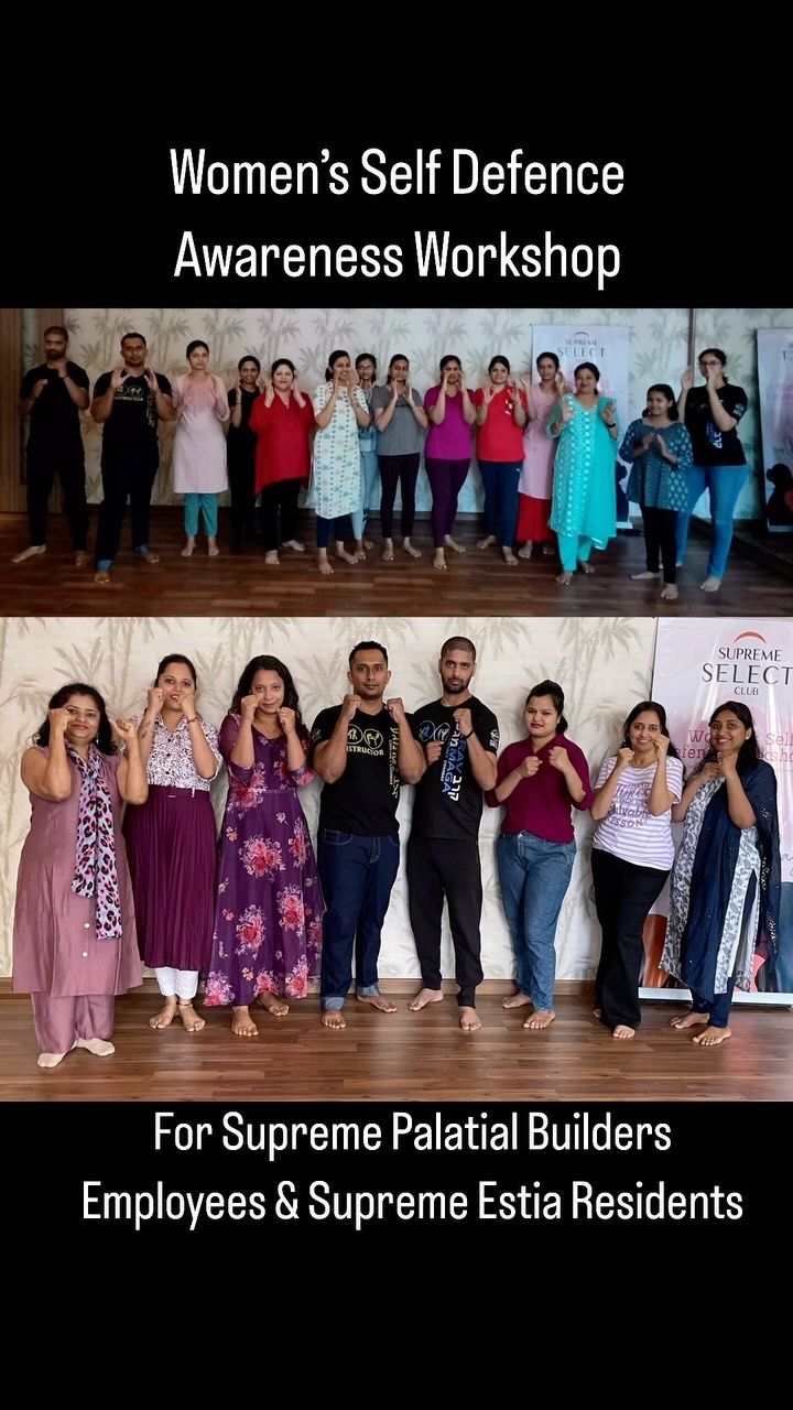 This International Women’s Day, 2 workshops were conducted on behalf of Supreme Builders Pune one for their women employees and the second for the women residents of their latest project Supreme Estia.
Along with Basic Striking Skills, awareness drills were conducted and variety of techniques ranging from simple hand releases to basic choke and bear hug releases were taught with a session for questions and demos of advanced techniques at the end.
The workshop was organised by @eshikapatil and her team at @supreme_universal. Thank you for your hospitality and support during the workshop.
The workshop was conducted by our Instructor @kravmagasheldon with assistance from @nikhillandge & @sunshine.in.a.sweatshirt
To book a session for your corporate team, send us a DM. We conduct a variety of trainings for all staff.
#corporatetraining #selfdefence #selfdefenceforwomen #selfdefencetraining #womenselfdefence #womensday #corporatewomen #puneselfdefence #kravmaga #kravmagaindia